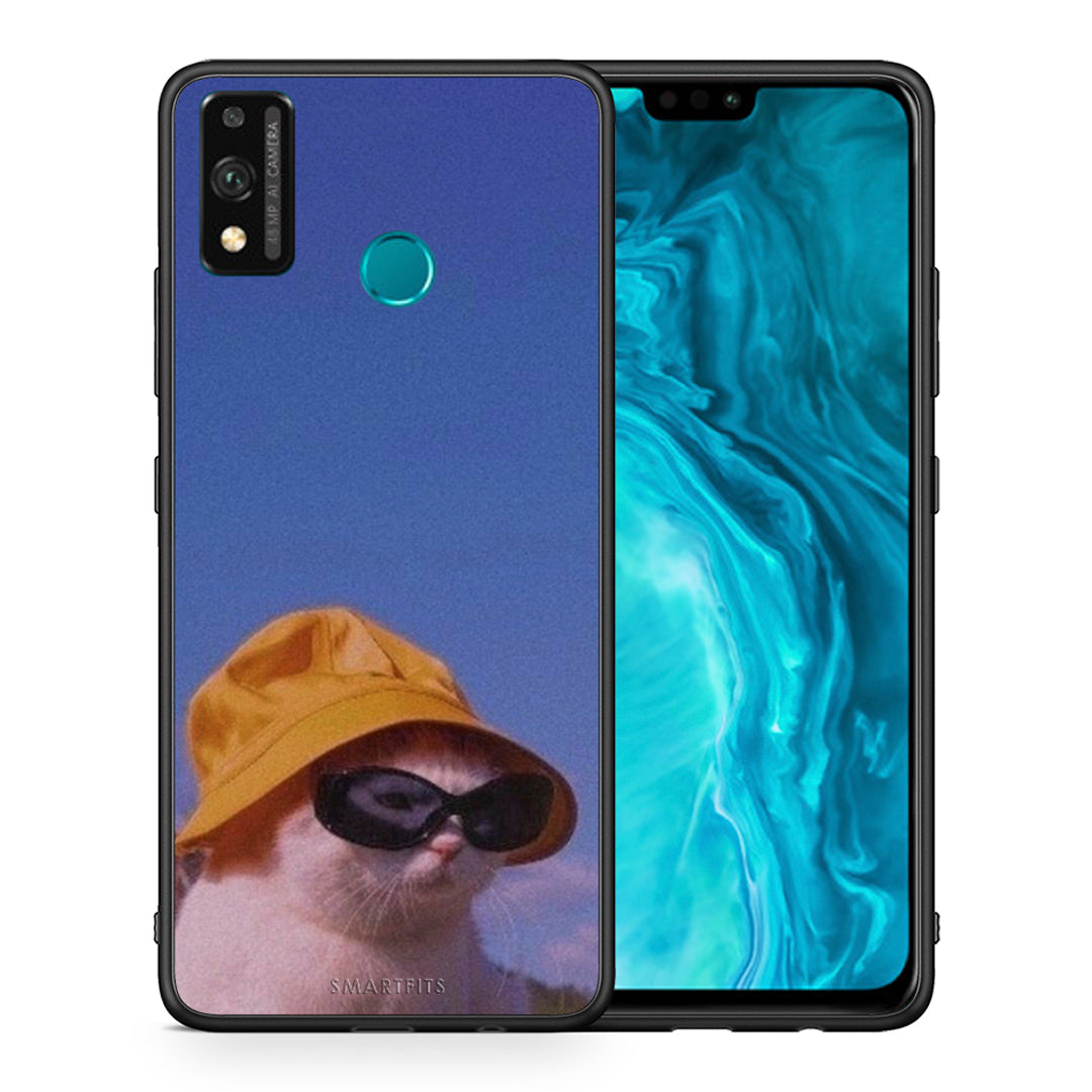 Θήκη Honor 9X Lite Cat Diva από τη Smartfits με σχέδιο στο πίσω μέρος και μαύρο περίβλημα | Honor 9X Lite Cat Diva case with colorful back and black bezels