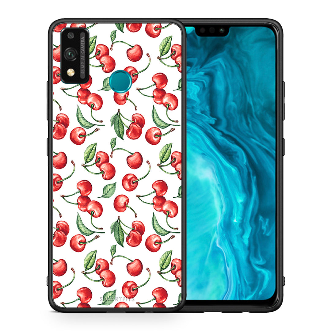 Θήκη Honor 9X Lite Cherry Summer από τη Smartfits με σχέδιο στο πίσω μέρος και μαύρο περίβλημα | Honor 9X Lite Cherry Summer case with colorful back and black bezels