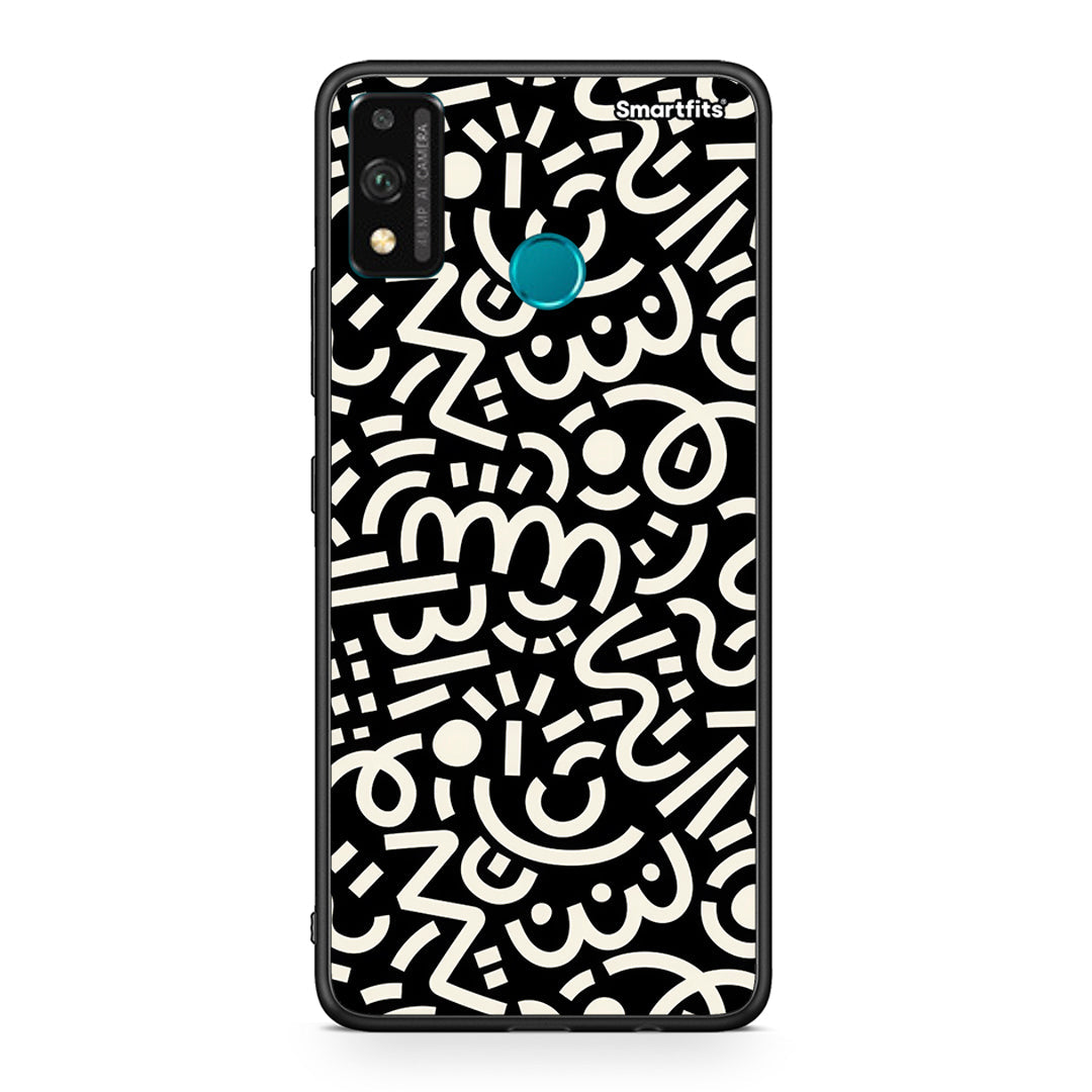 Honor 9X Lite Doodle Art Θήκη από τη Smartfits με σχέδιο στο πίσω μέρος και μαύρο περίβλημα | Smartphone case with colorful back and black bezels by Smartfits