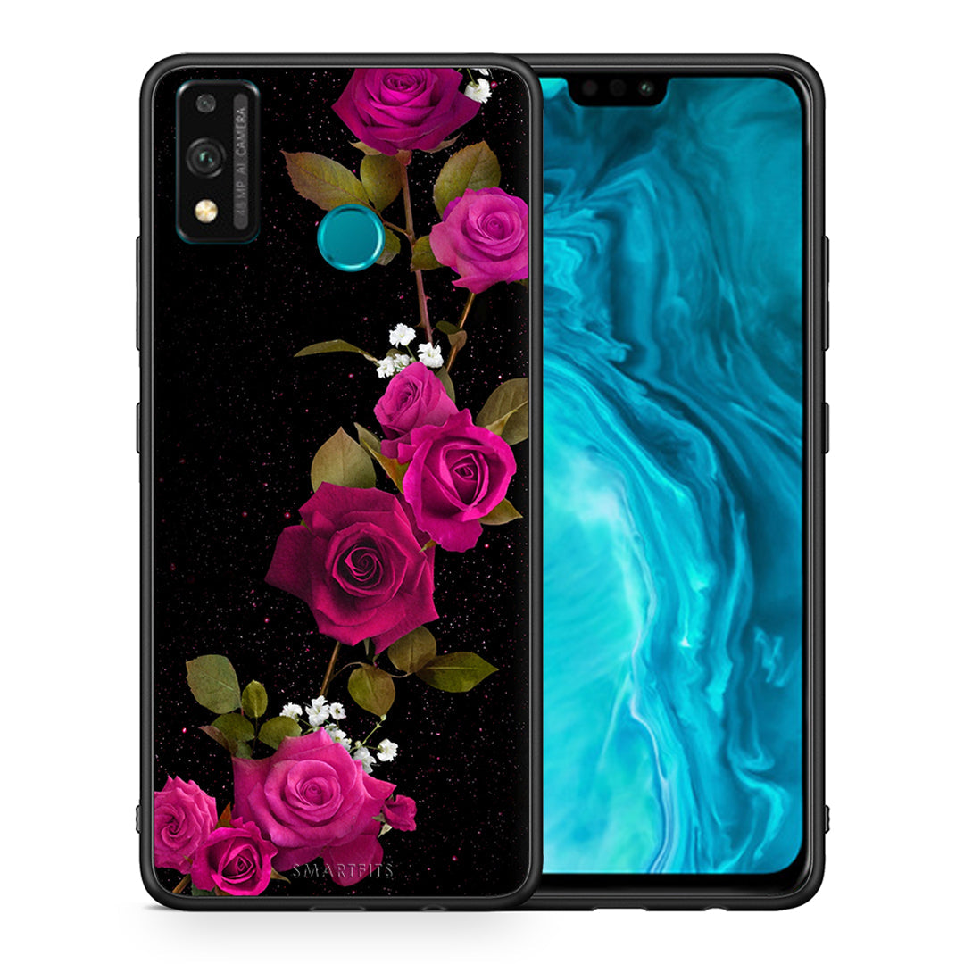 Θήκη Honor 9X Lite Red Roses Flower από τη Smartfits με σχέδιο στο πίσω μέρος και μαύρο περίβλημα | Honor 9X Lite Red Roses Flower case with colorful back and black bezels