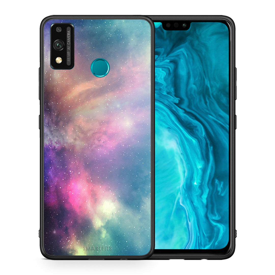 Θήκη Honor 9X Lite Rainbow Galaxy από τη Smartfits με σχέδιο στο πίσω μέρος και μαύρο περίβλημα | Honor 9X Lite Rainbow Galaxy case with colorful back and black bezels