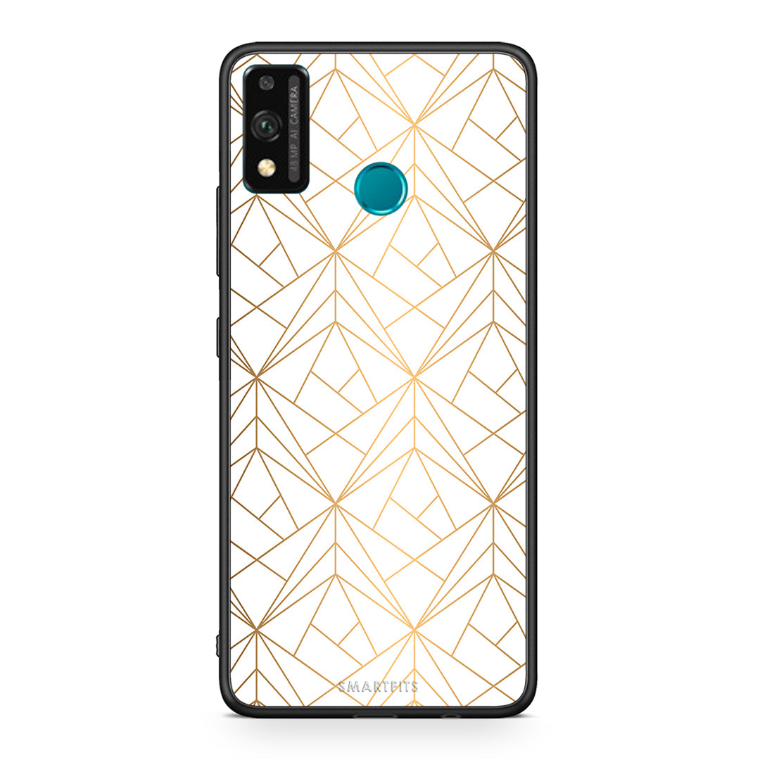 111 - Honor 9X Lite Luxury White Geometric case, cover, bumper