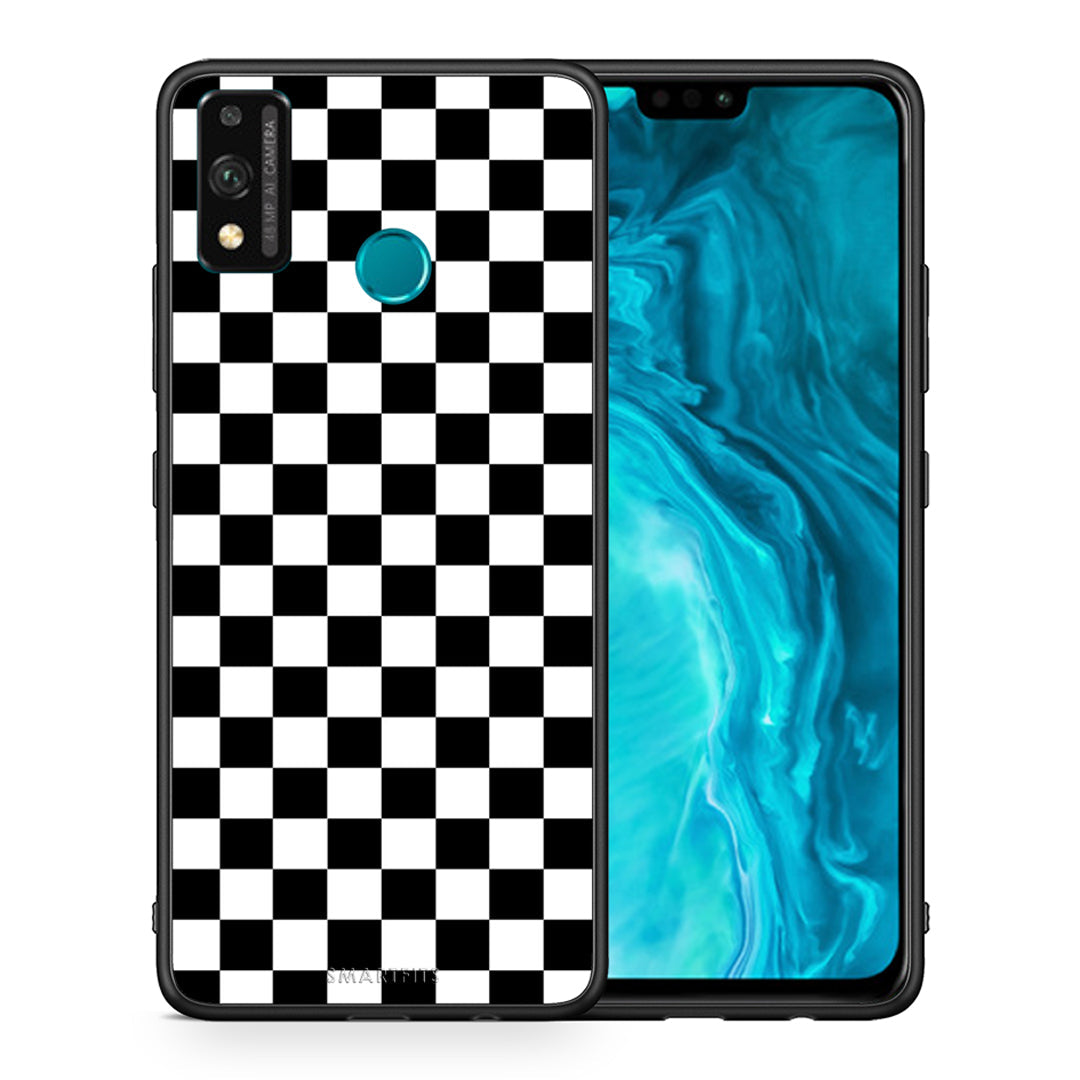 Θήκη Honor 9X Lite Squares Geometric από τη Smartfits με σχέδιο στο πίσω μέρος και μαύρο περίβλημα | Honor 9X Lite Squares Geometric case with colorful back and black bezels