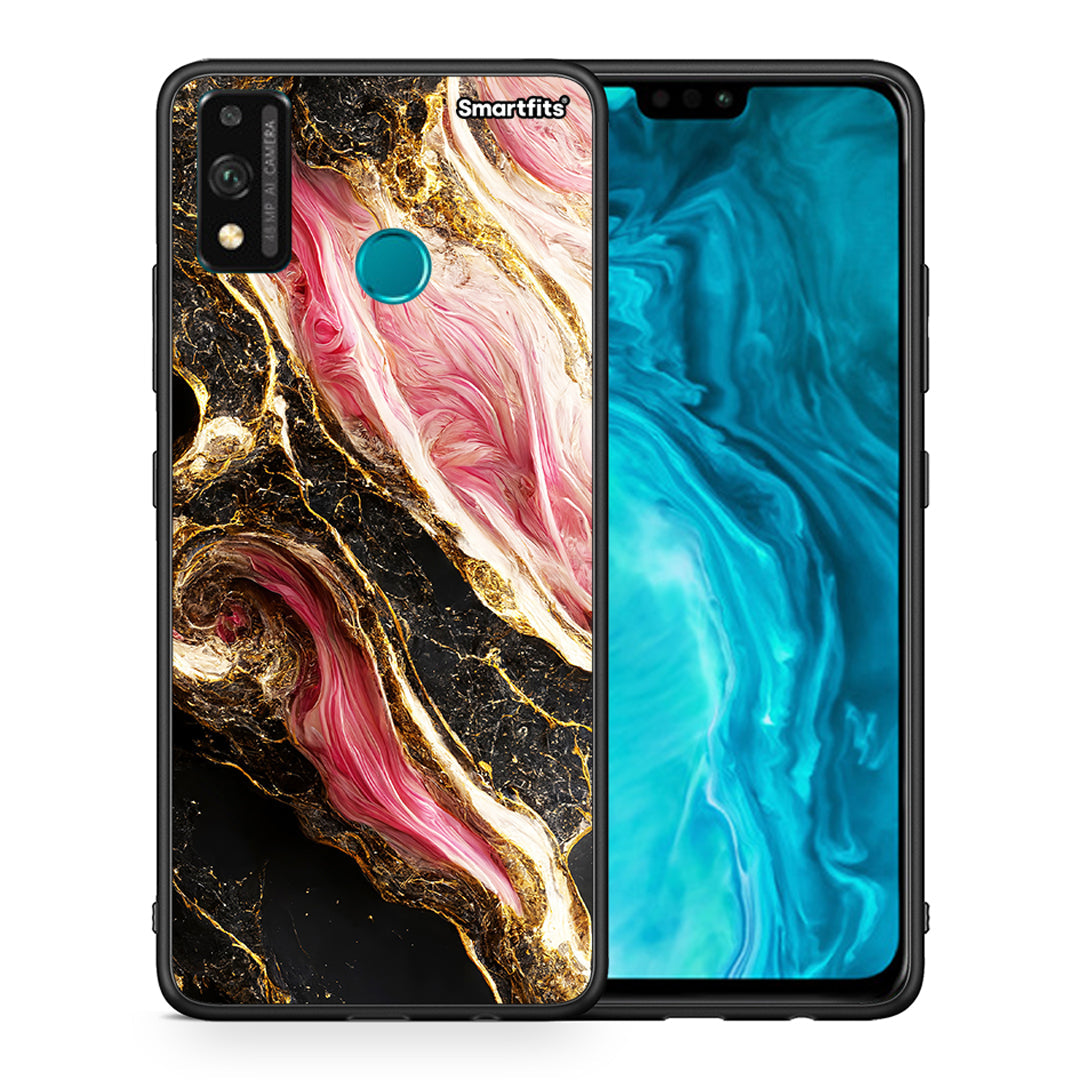 Θήκη Honor 9X Lite Glamorous Pink Marble από τη Smartfits με σχέδιο στο πίσω μέρος και μαύρο περίβλημα | Honor 9X Lite Glamorous Pink Marble case with colorful back and black bezels