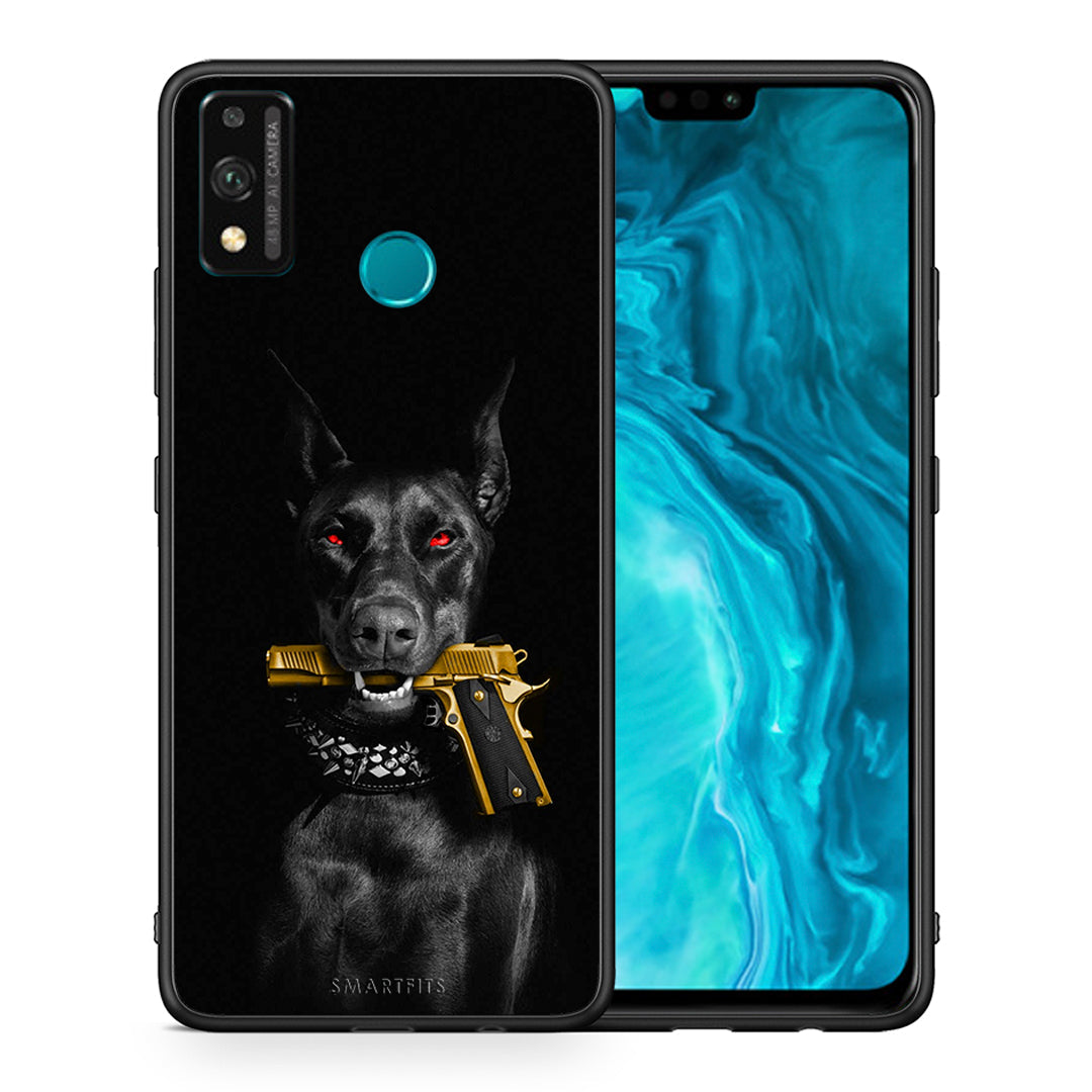 Θήκη Αγίου Βαλεντίνου Honor 9X Lite Golden Gun από τη Smartfits με σχέδιο στο πίσω μέρος και μαύρο περίβλημα | Honor 9X Lite Golden Gun case with colorful back and black bezels