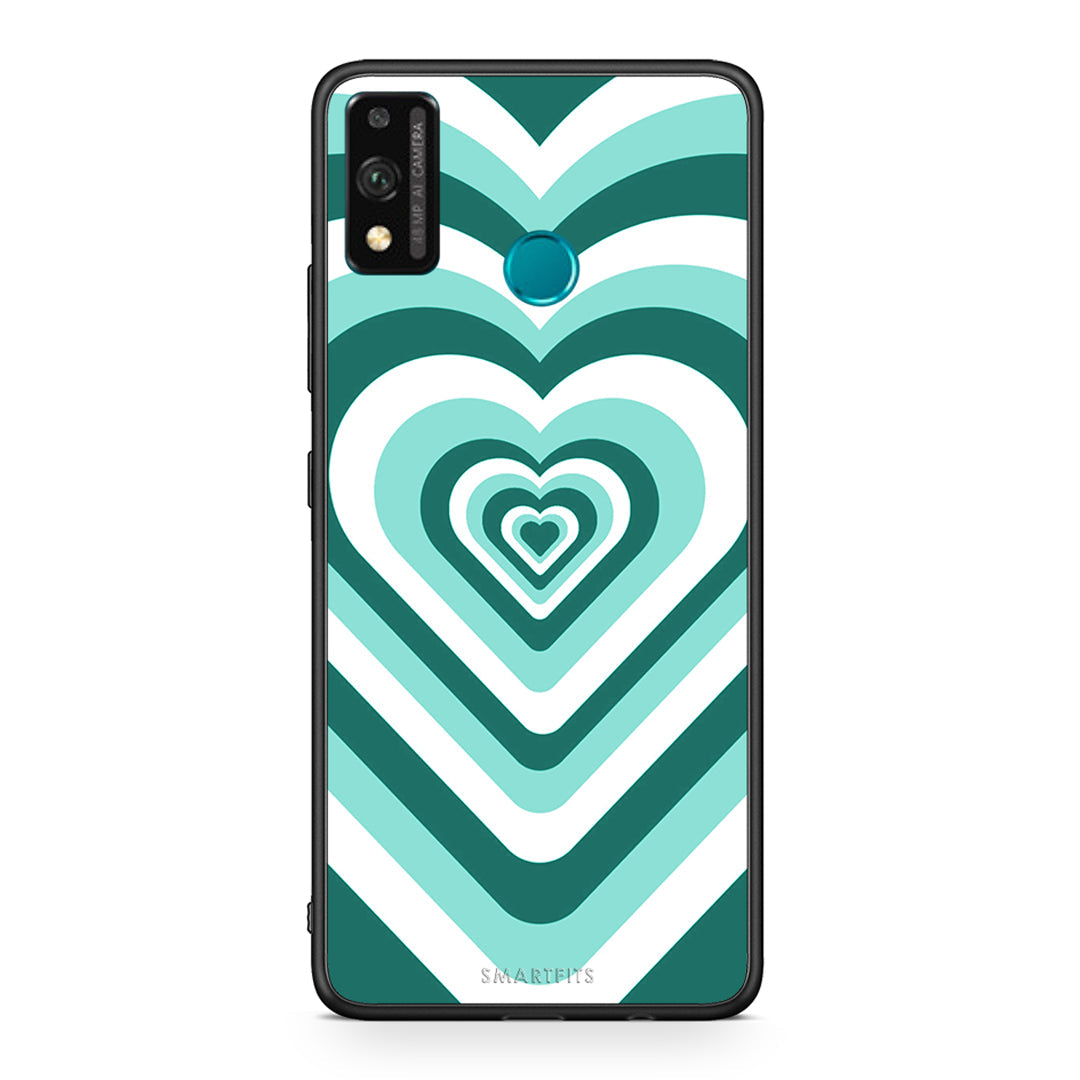 Honor 9X Lite Green Hearts θήκη από τη Smartfits με σχέδιο στο πίσω μέρος και μαύρο περίβλημα | Smartphone case with colorful back and black bezels by Smartfits