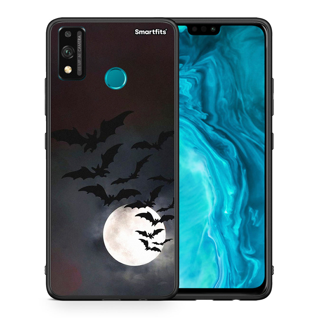 Θήκη Honor 9X Lite Halloween Bat Night από τη Smartfits με σχέδιο στο πίσω μέρος και μαύρο περίβλημα | Honor 9X Lite Halloween Bat Night case with colorful back and black bezels