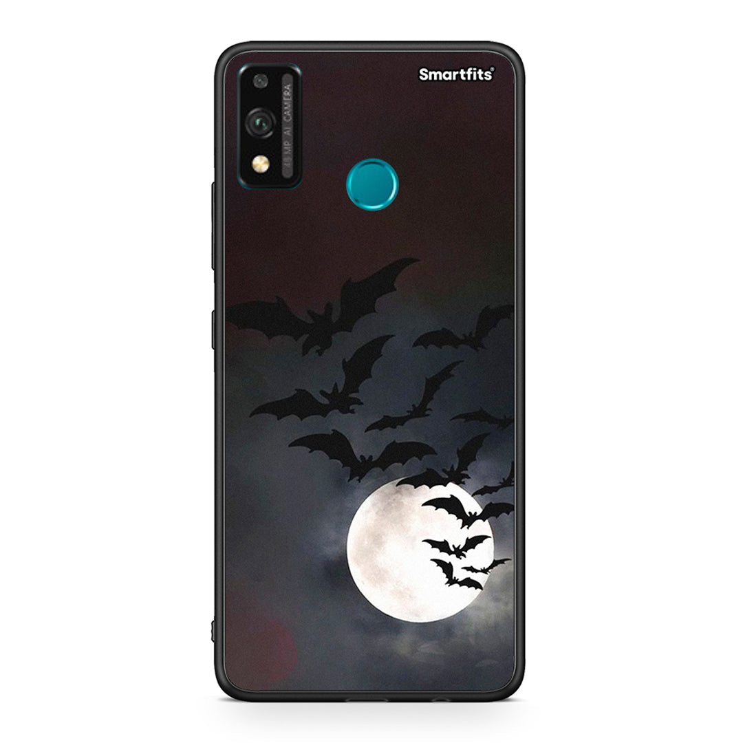 Honor 9X Lite Halloween Bat Night Θήκη από τη Smartfits με σχέδιο στο πίσω μέρος και μαύρο περίβλημα | Smartphone case with colorful back and black bezels by Smartfits