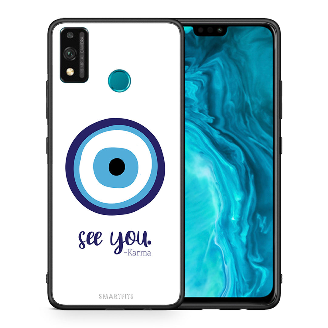 Θήκη Honor 9X Lite Karma Says από τη Smartfits με σχέδιο στο πίσω μέρος και μαύρο περίβλημα | Honor 9X Lite Karma Says case with colorful back and black bezels