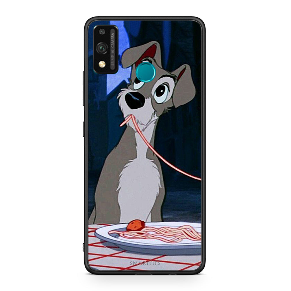 Honor 9X Lite Lady And Tramp 1 Θήκη Αγίου Βαλεντίνου από τη Smartfits με σχέδιο στο πίσω μέρος και μαύρο περίβλημα | Smartphone case with colorful back and black bezels by Smartfits