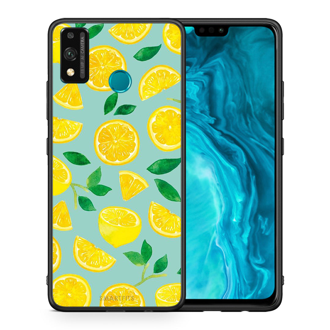 Θήκη Honor 9X Lite Lemons από τη Smartfits με σχέδιο στο πίσω μέρος και μαύρο περίβλημα | Honor 9X Lite Lemons case with colorful back and black bezels