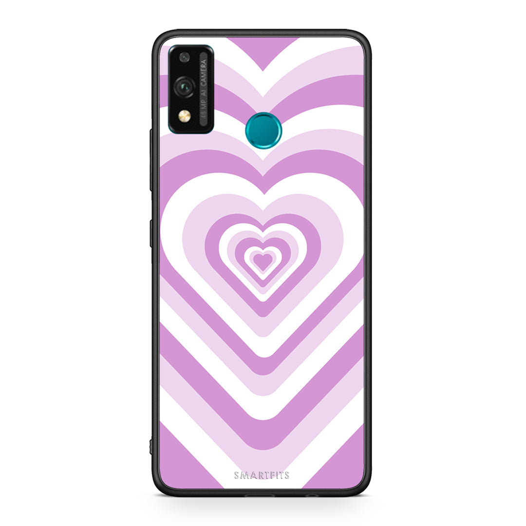 Honor 9X Lite Lilac Hearts θήκη από τη Smartfits με σχέδιο στο πίσω μέρος και μαύρο περίβλημα | Smartphone case with colorful back and black bezels by Smartfits