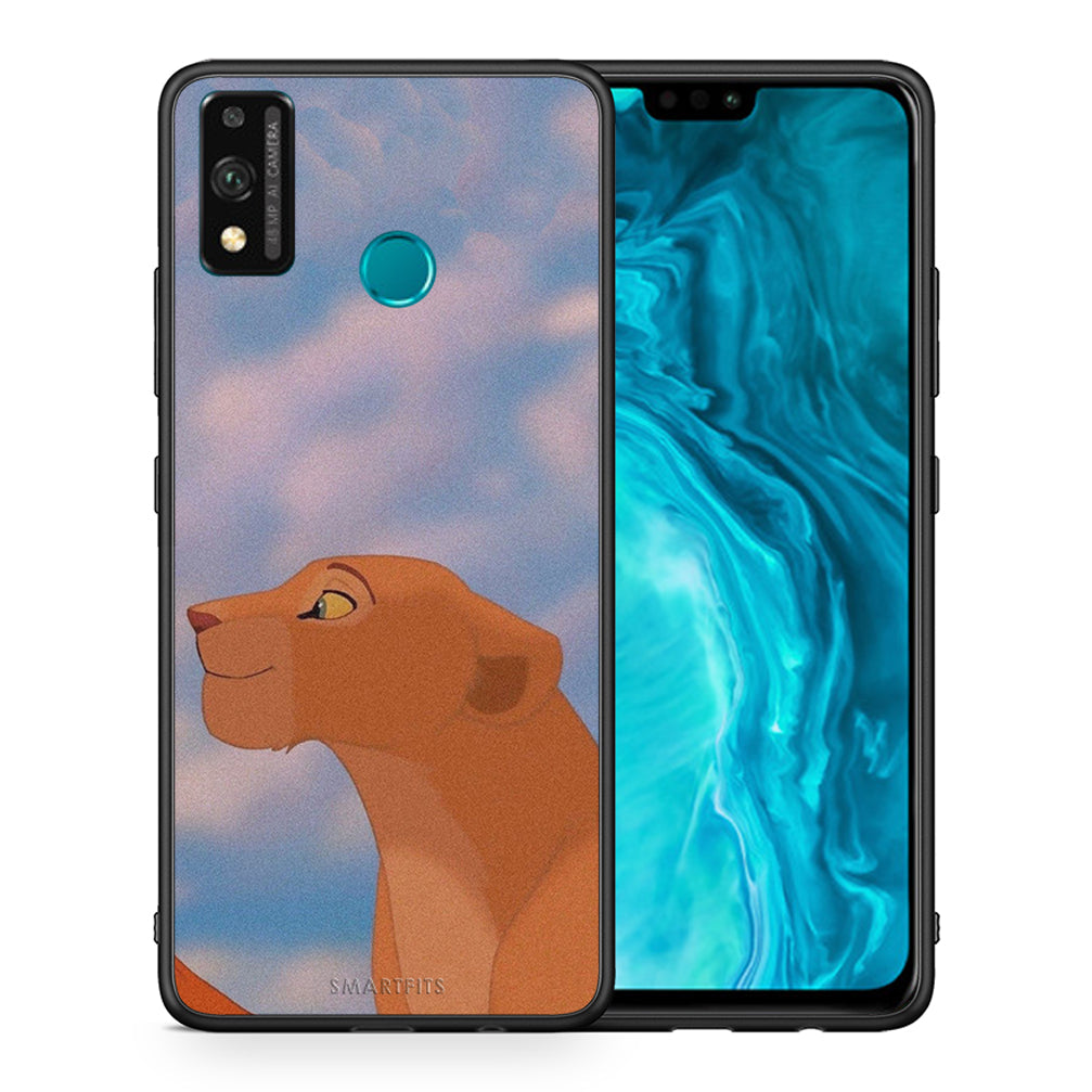 Θήκη Αγίου Βαλεντίνου Honor 9X Lite Lion Love 2 από τη Smartfits με σχέδιο στο πίσω μέρος και μαύρο περίβλημα | Honor 9X Lite Lion Love 2 case with colorful back and black bezels