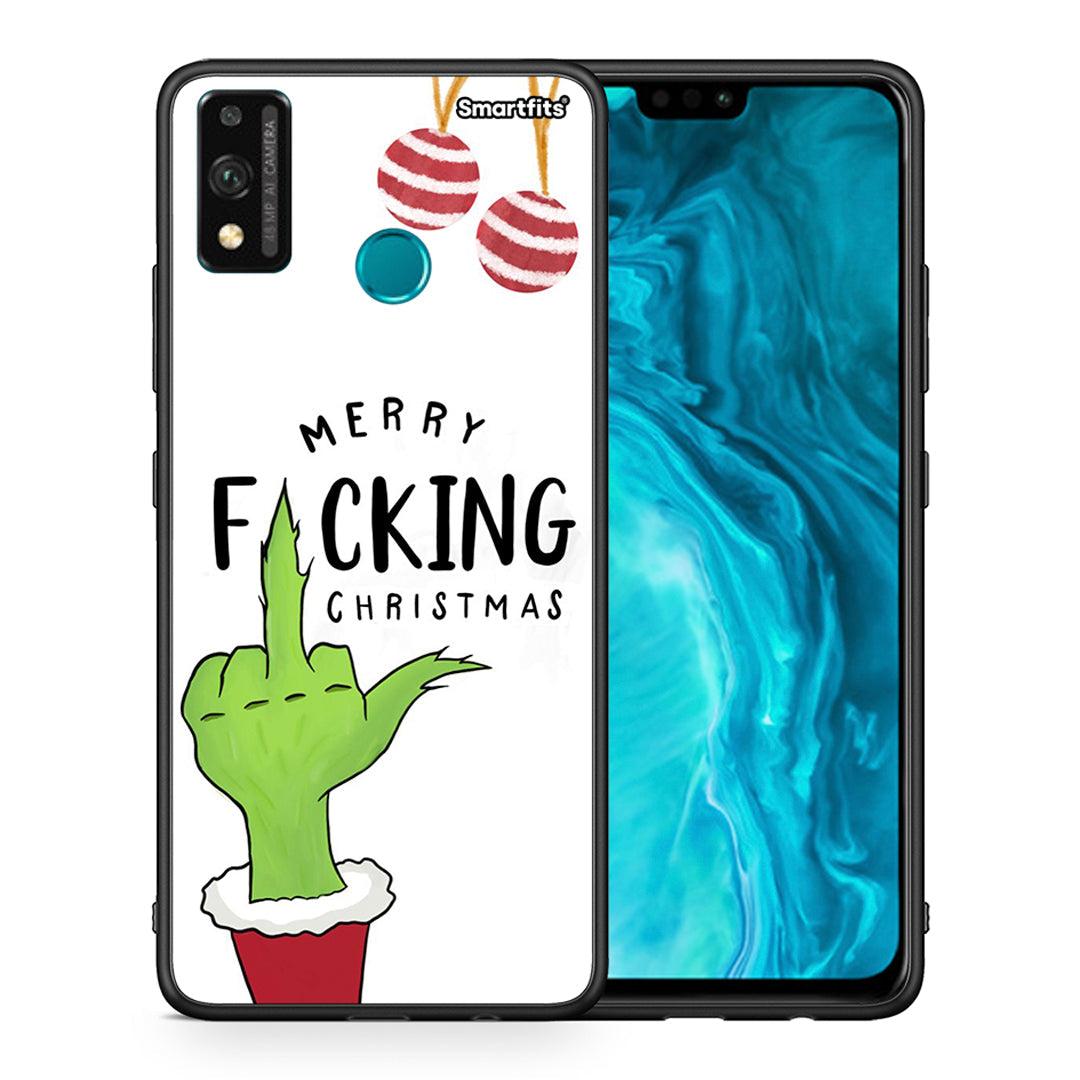 Θήκη Honor 9X Lite Merry F Xmas από τη Smartfits με σχέδιο στο πίσω μέρος και μαύρο περίβλημα | Honor 9X Lite Merry F Xmas case with colorful back and black bezels