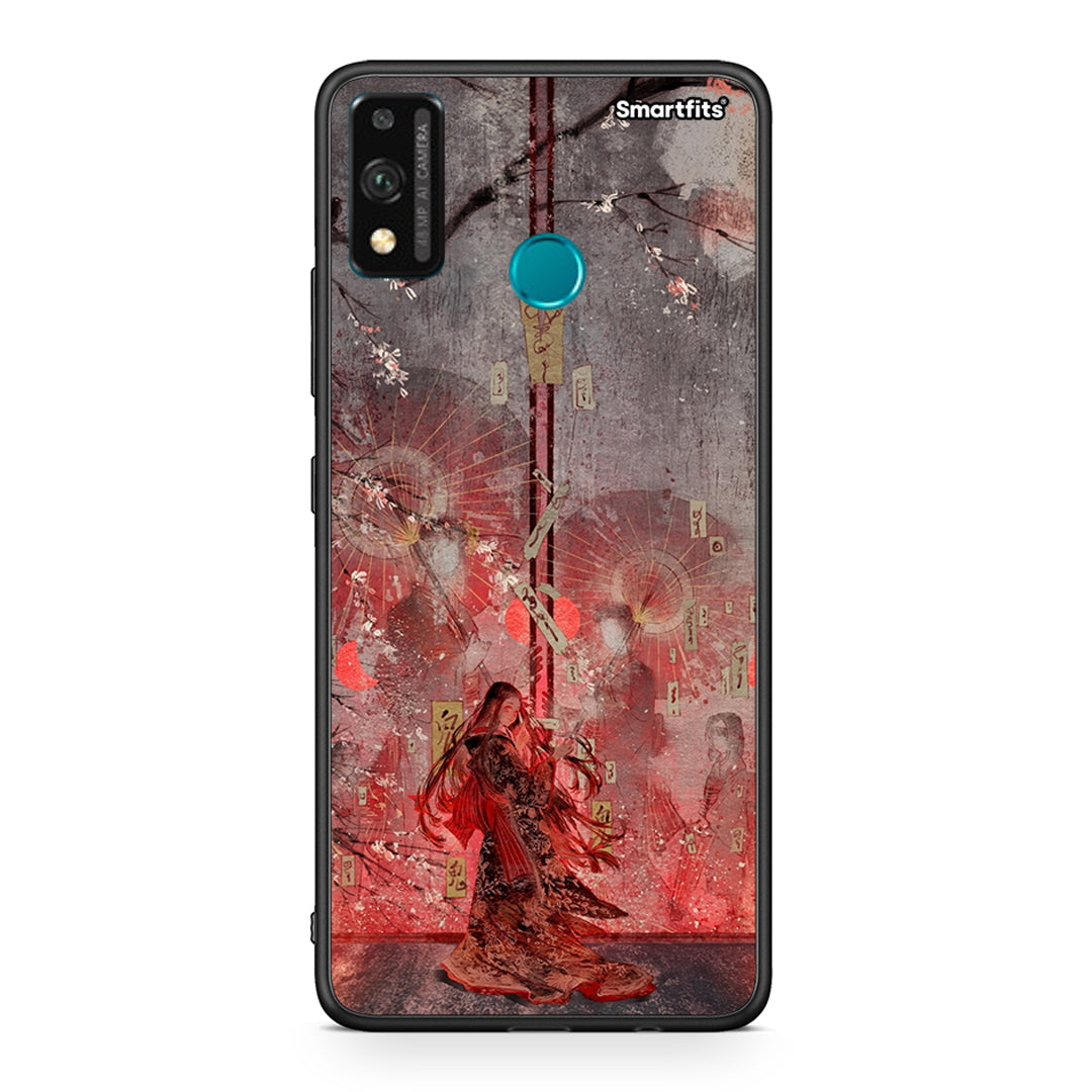 Honor 9X Lite Nezuko Kamado θήκη από τη Smartfits με σχέδιο στο πίσω μέρος και μαύρο περίβλημα | Smartphone case with colorful back and black bezels by Smartfits