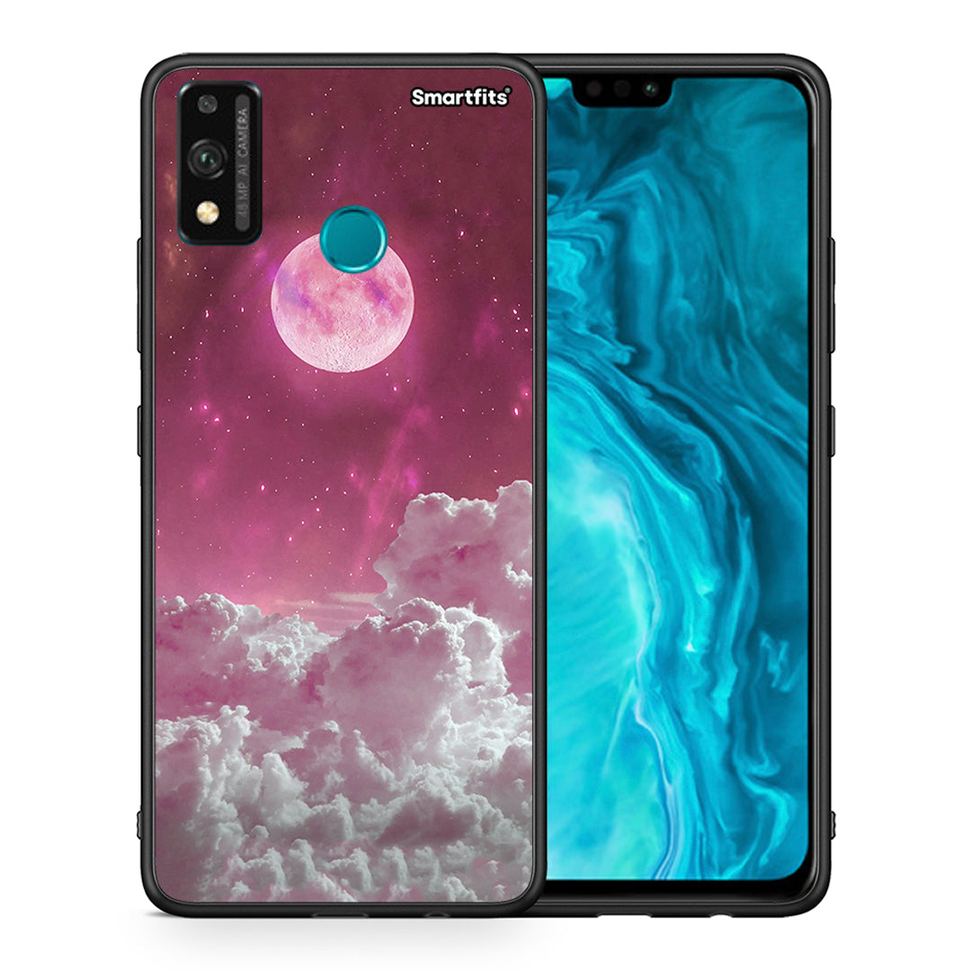 Θήκη Honor 9X Lite Pink Moon από τη Smartfits με σχέδιο στο πίσω μέρος και μαύρο περίβλημα | Honor 9X Lite Pink Moon case with colorful back and black bezels