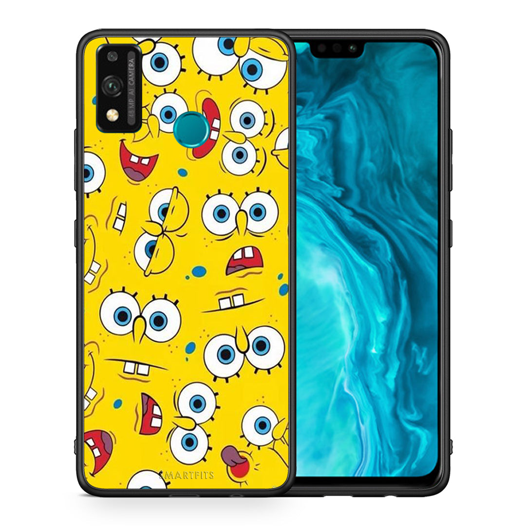 Θήκη Honor 9X Lite Sponge PopArt από τη Smartfits με σχέδιο στο πίσω μέρος και μαύρο περίβλημα | Honor 9X Lite Sponge PopArt case with colorful back and black bezels
