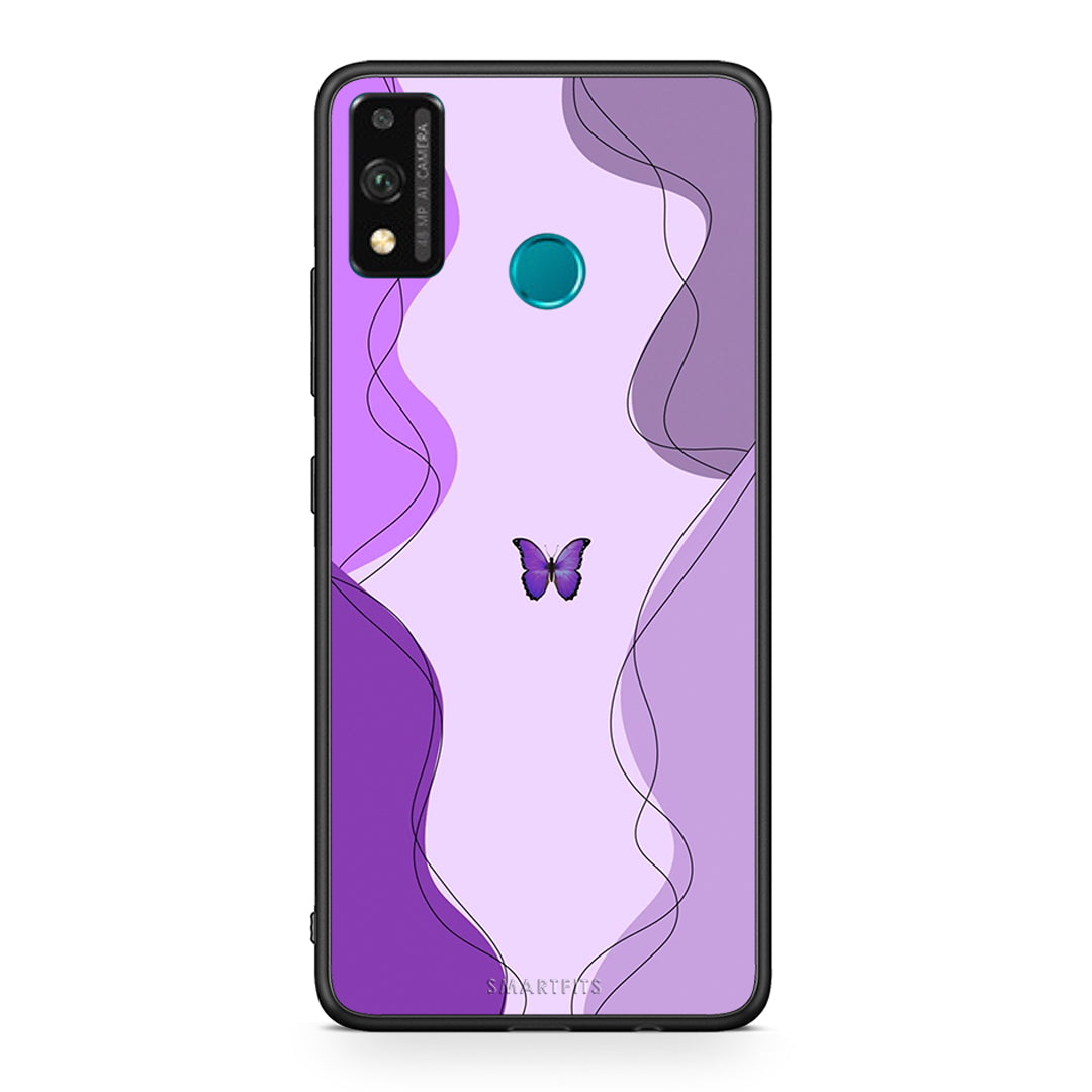 Honor 9X Lite Purple Mariposa Θήκη Αγίου Βαλεντίνου από τη Smartfits με σχέδιο στο πίσω μέρος και μαύρο περίβλημα | Smartphone case with colorful back and black bezels by Smartfits