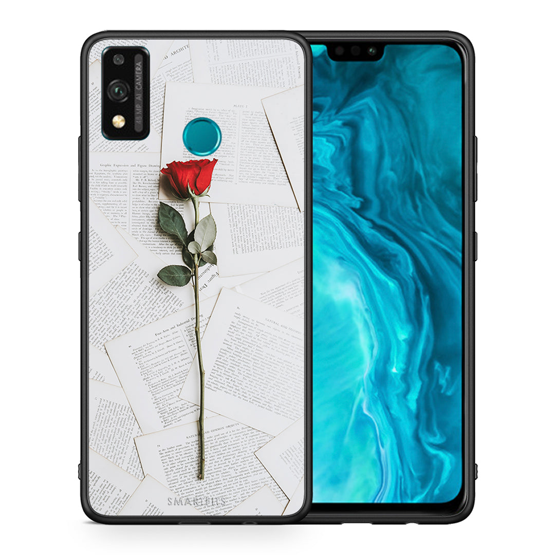 Θήκη Honor 9X Lite Red Rose από τη Smartfits με σχέδιο στο πίσω μέρος και μαύρο περίβλημα | Honor 9X Lite Red Rose case with colorful back and black bezels