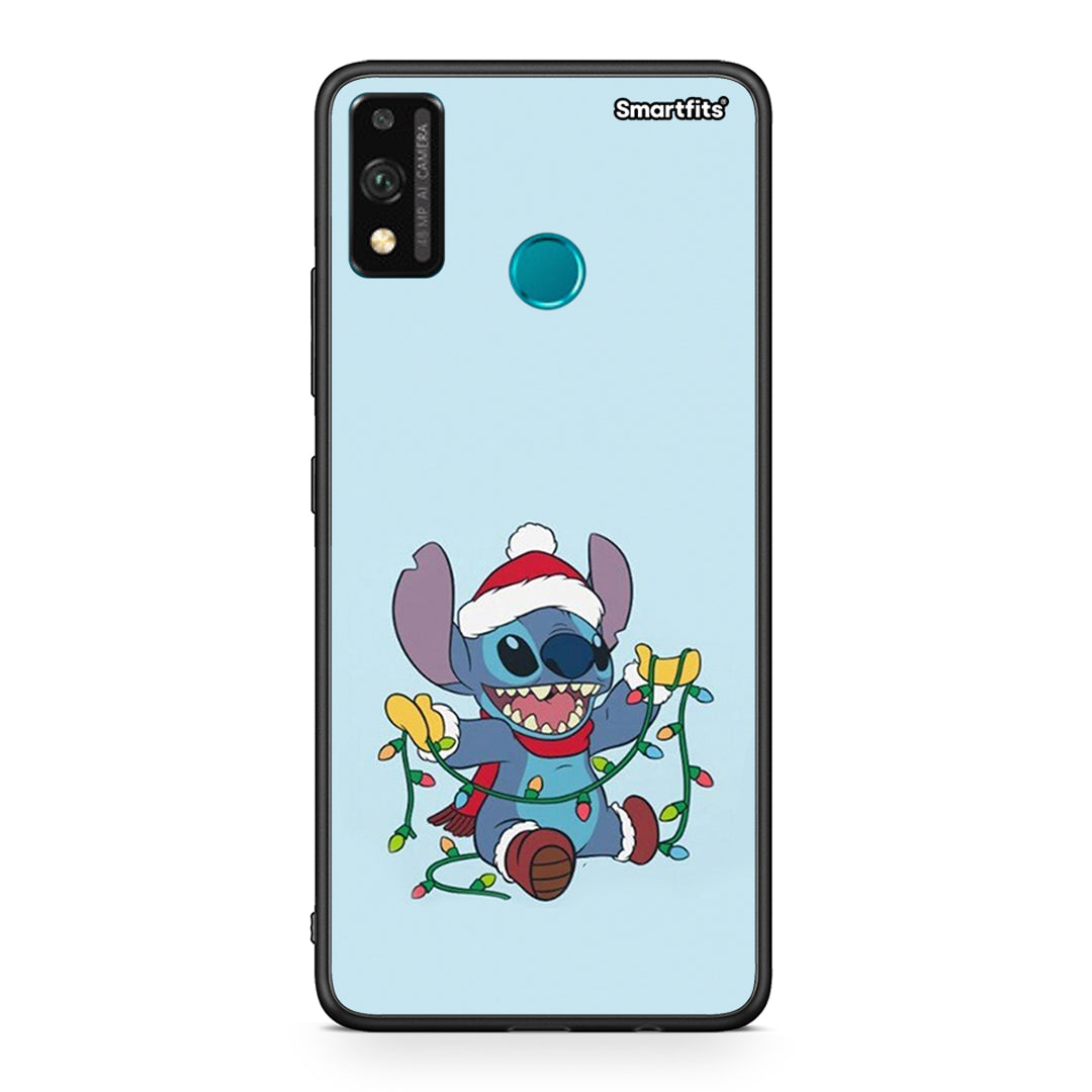 Honor 9X Lite Santa Stich θήκη από τη Smartfits με σχέδιο στο πίσω μέρος και μαύρο περίβλημα | Smartphone case with colorful back and black bezels by Smartfits