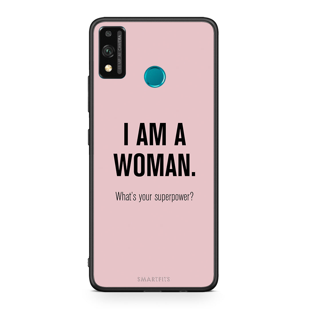 Honor 9X Lite Superpower Woman θήκη από τη Smartfits με σχέδιο στο πίσω μέρος και μαύρο περίβλημα | Smartphone case with colorful back and black bezels by Smartfits