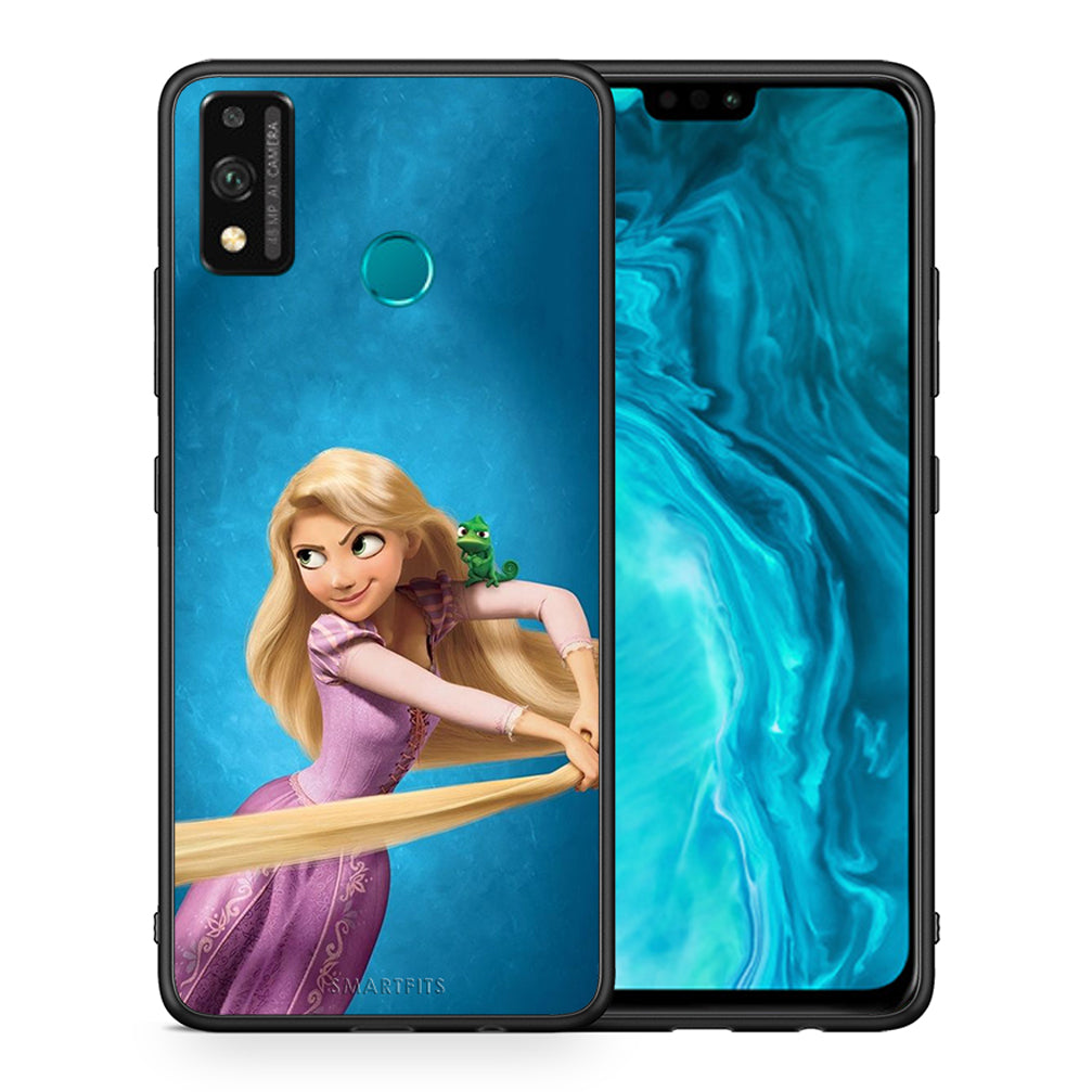 Θήκη Αγίου Βαλεντίνου Honor 9X Lite Tangled 2 από τη Smartfits με σχέδιο στο πίσω μέρος και μαύρο περίβλημα | Honor 9X Lite Tangled 2 case with colorful back and black bezels