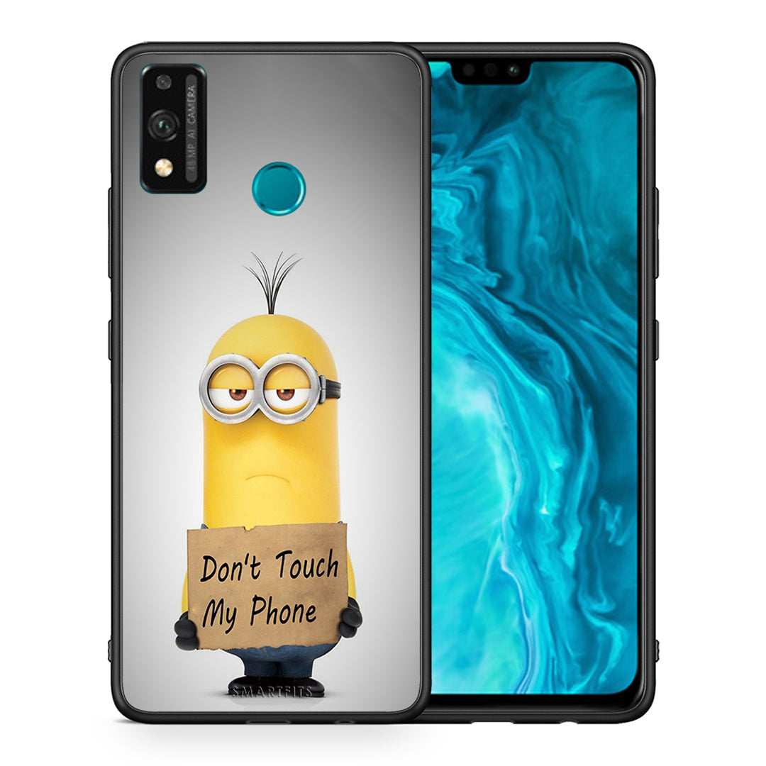 Θήκη Honor 9X Lite Minion Text από τη Smartfits με σχέδιο στο πίσω μέρος και μαύρο περίβλημα | Honor 9X Lite Minion Text case with colorful back and black bezels