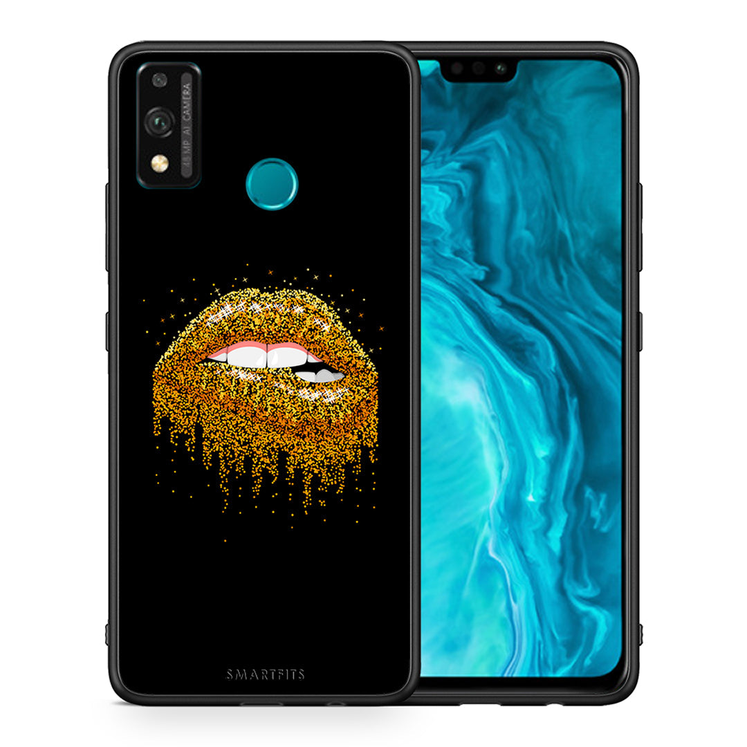 Θήκη Honor 9X Lite Golden Valentine από τη Smartfits με σχέδιο στο πίσω μέρος και μαύρο περίβλημα | Honor 9X Lite Golden Valentine case with colorful back and black bezels