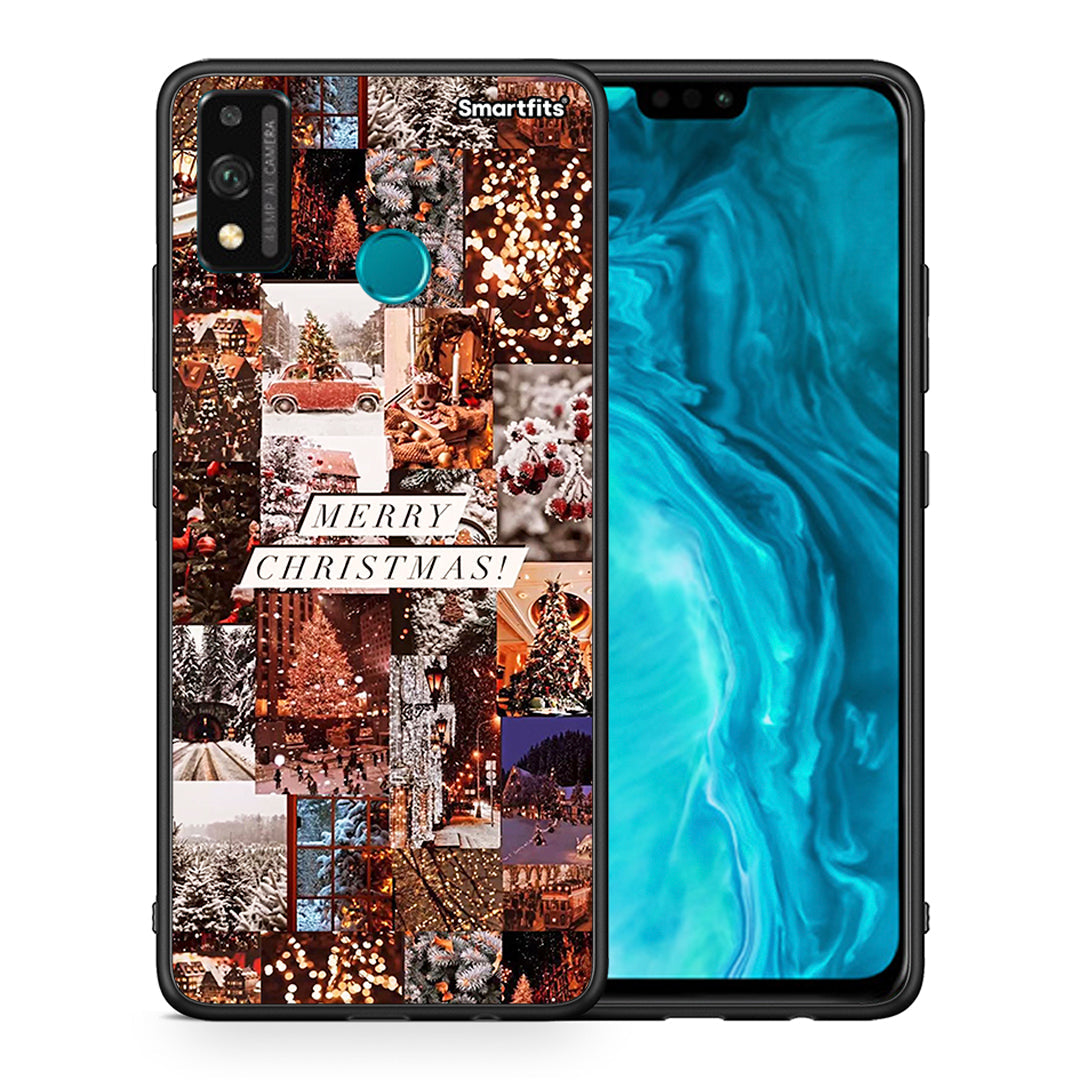 Θήκη Honor 9X Lite Xmas Collage από τη Smartfits με σχέδιο στο πίσω μέρος και μαύρο περίβλημα | Honor 9X Lite Xmas Collage case with colorful back and black bezels