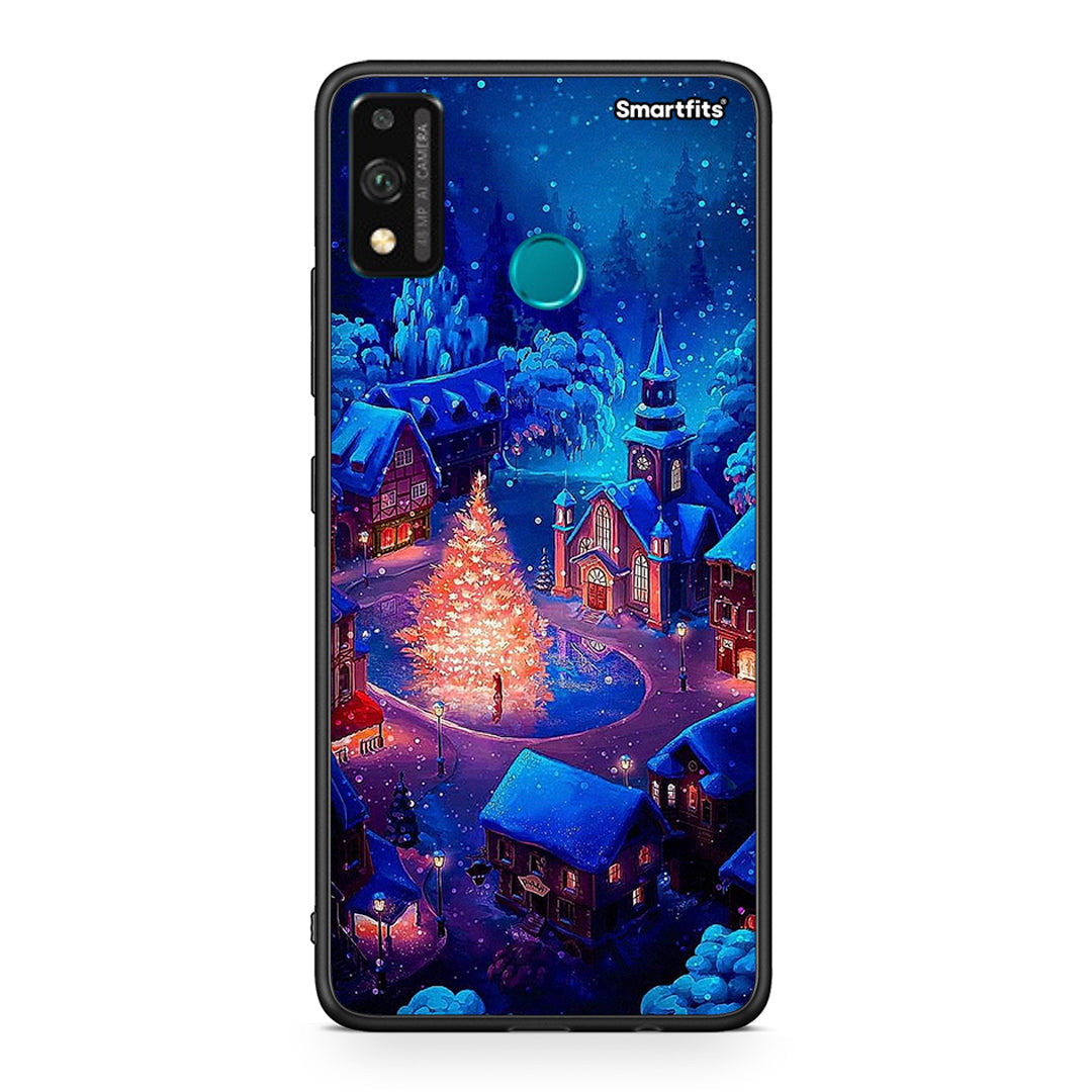 Honor 9X Lite Xmas Village θήκη από τη Smartfits με σχέδιο στο πίσω μέρος και μαύρο περίβλημα | Smartphone case with colorful back and black bezels by Smartfits