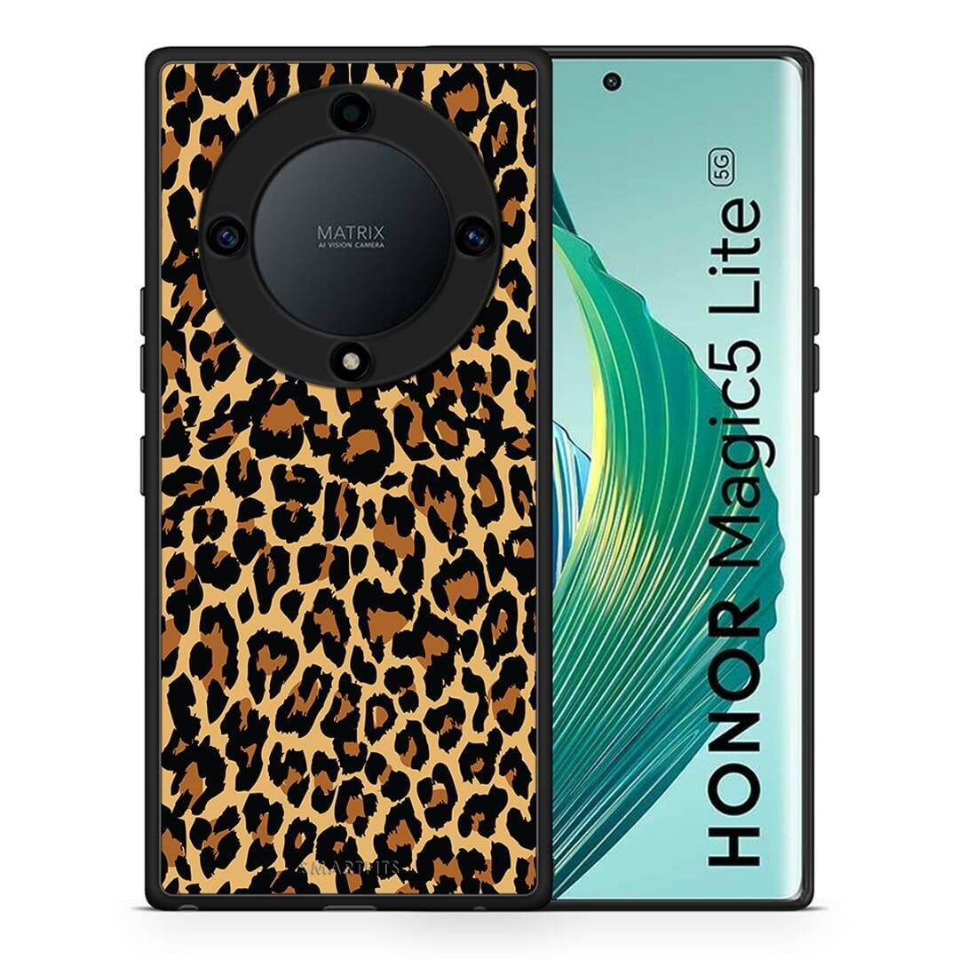 Θήκη Honor Magic5 Lite 5G / X40 / X9a Animal Leopard από τη Smartfits με σχέδιο στο πίσω μέρος και μαύρο περίβλημα | Honor Magic5 Lite 5G / X40 / X9a Animal Leopard Case with Colorful Back and Black Bezels