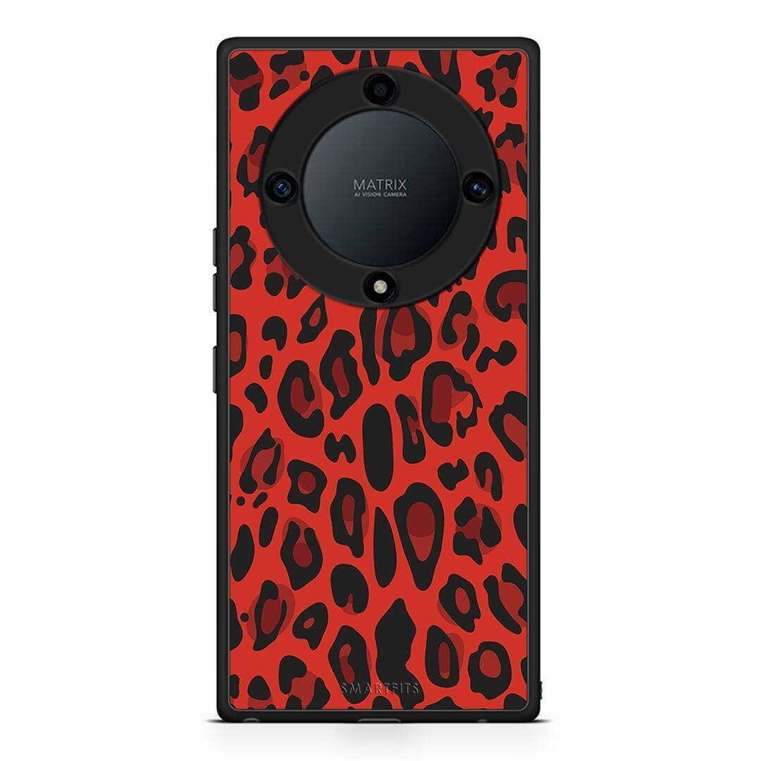 Θήκη Honor Magic5 Lite 5G / X40 / X9a Animal Red Leopard από τη Smartfits με σχέδιο στο πίσω μέρος και μαύρο περίβλημα | Honor Magic5 Lite 5G / X40 / X9a Animal Red Leopard Case with Colorful Back and Black Bezels