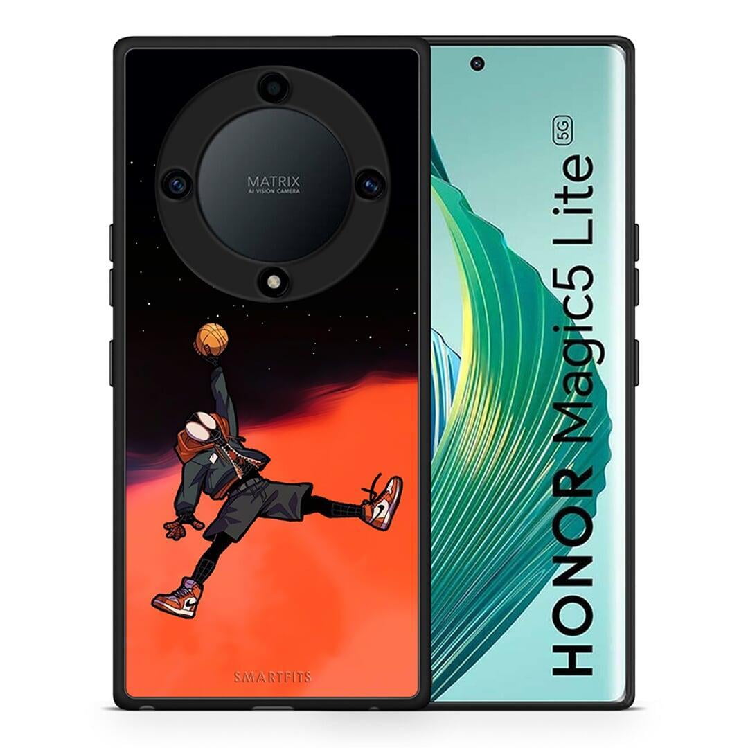 Θήκη Honor Magic5 Lite 5G / X9a Basketball Hero από τη Smartfits με σχέδιο στο πίσω μέρος και μαύρο περίβλημα | Honor Magic5 Lite 5G / X9a Basketball Hero Case with Colorful Back and Black Bezels