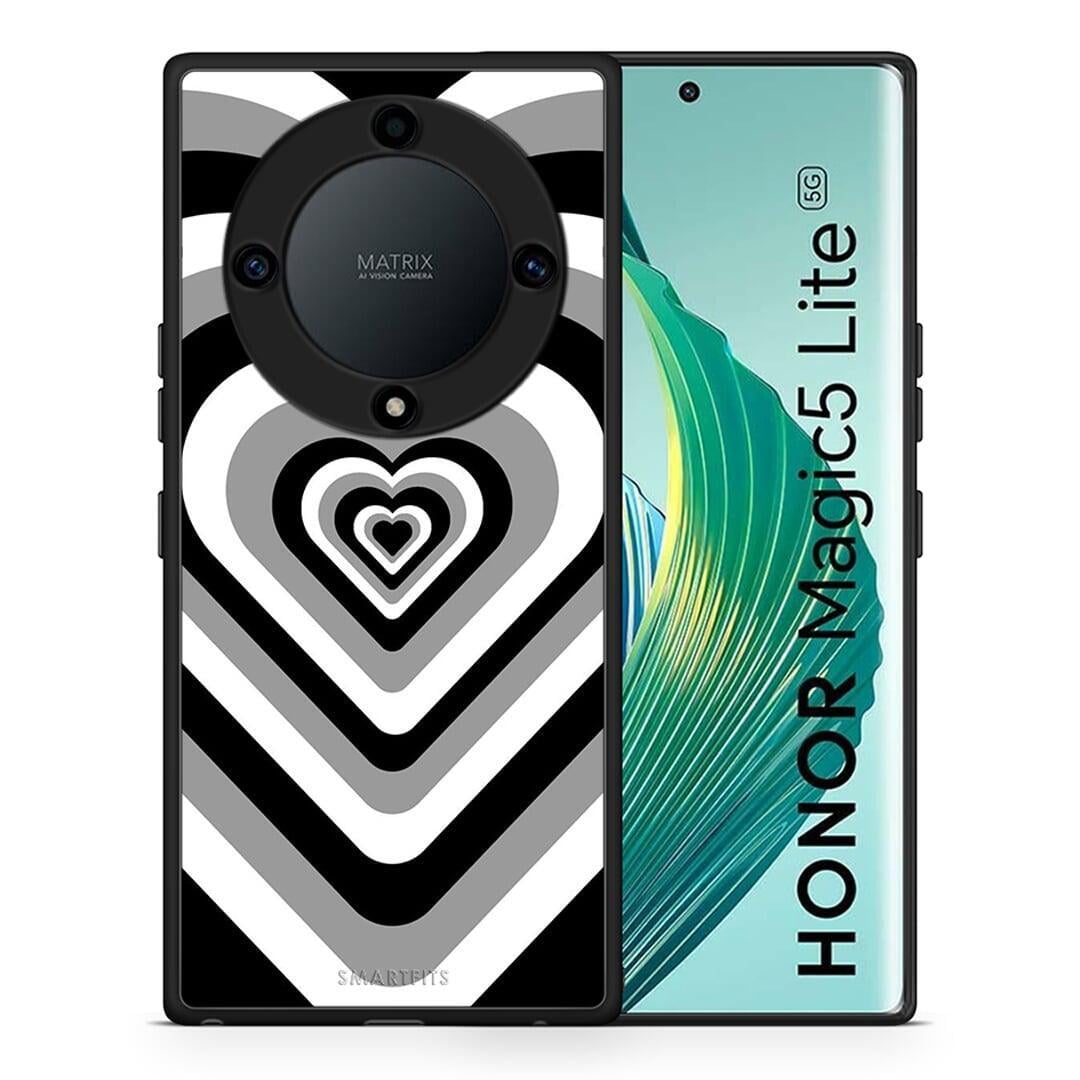 Θήκη Honor Magic5 Lite 5G / X40 / X9a Black Hearts από τη Smartfits με σχέδιο στο πίσω μέρος και μαύρο περίβλημα | Honor Magic5 Lite 5G / X40 / X9a Black Hearts Case with Colorful Back and Black Bezels