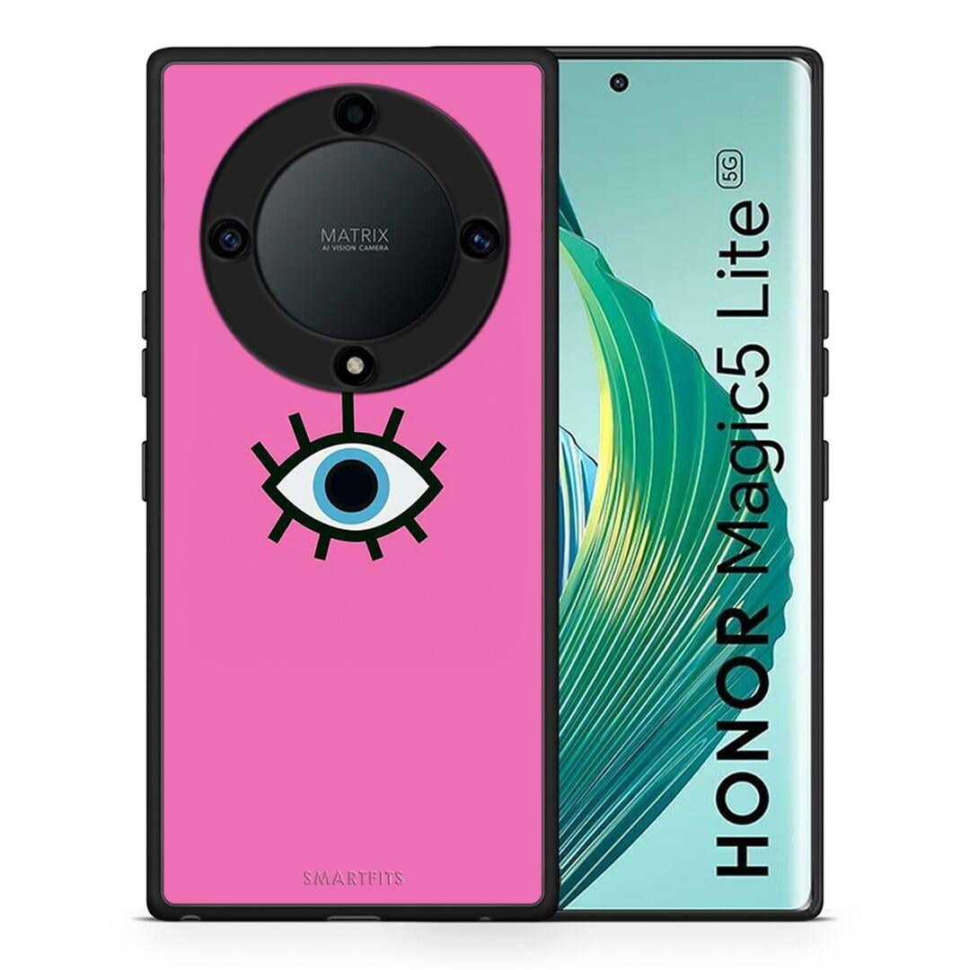 Θήκη Honor Magic5 Lite 5G / X40 / X9a Blue Eye Pink από τη Smartfits με σχέδιο στο πίσω μέρος και μαύρο περίβλημα | Honor Magic5 Lite 5G / X40 / X9a Blue Eye Pink Case with Colorful Back and Black Bezels