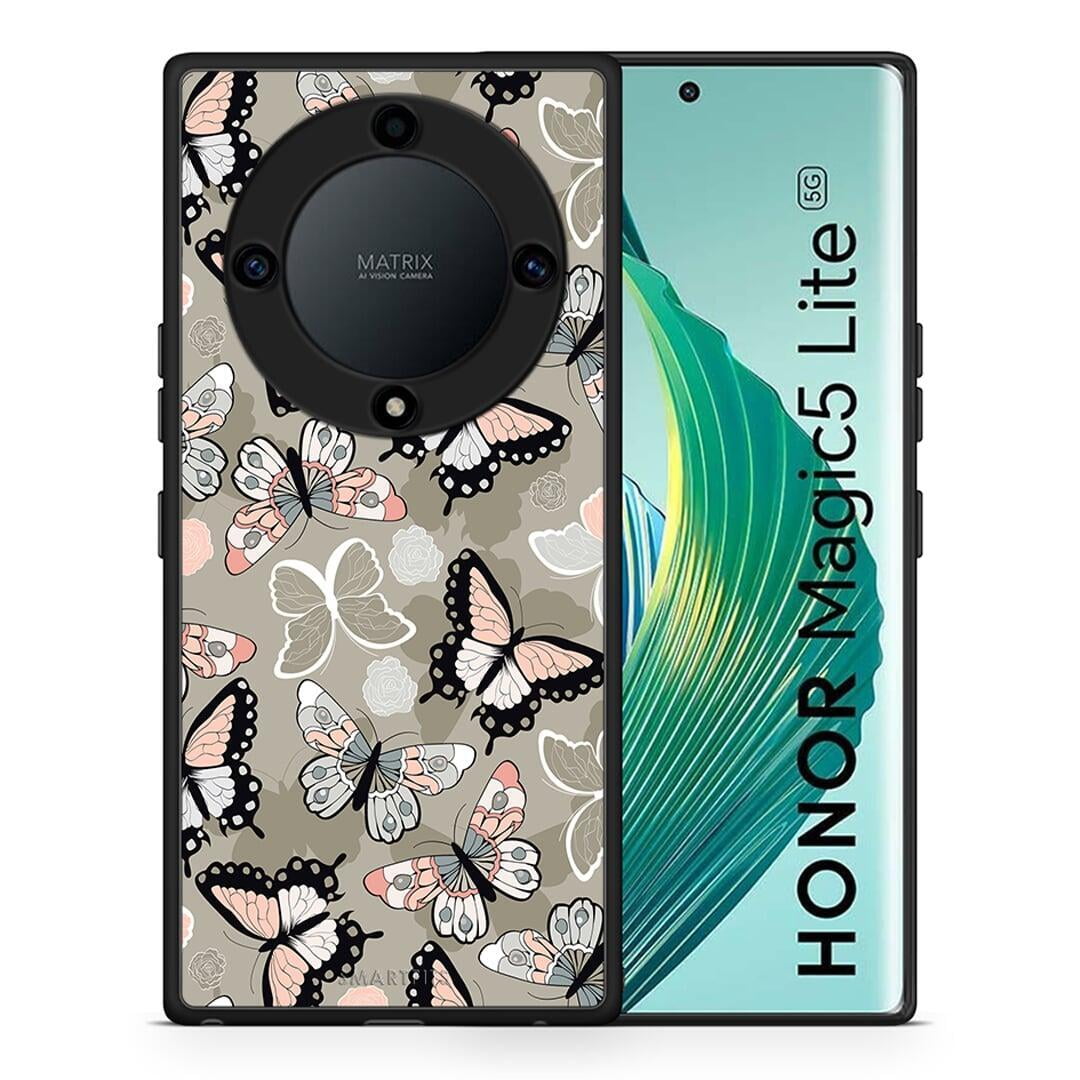 Θήκη Honor Magic5 Lite 5G / X9a Boho Butterflies από τη Smartfits με σχέδιο στο πίσω μέρος και μαύρο περίβλημα | Honor Magic5 Lite 5G / X9a Boho Butterflies Case with Colorful Back and Black Bezels