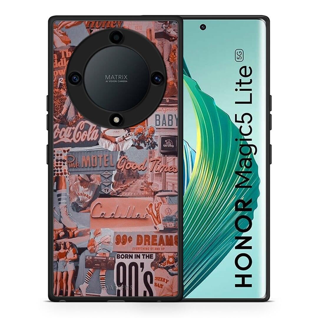 Θήκη Honor Magic5 Lite 5G / X9a Born In 90s από τη Smartfits με σχέδιο στο πίσω μέρος και μαύρο περίβλημα | Honor Magic5 Lite 5G / X9a Born In 90s Case with Colorful Back and Black Bezels