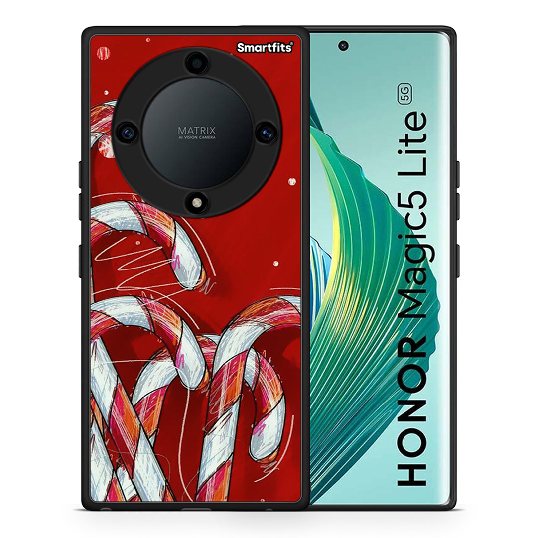 Θήκη Honor Magic5 Lite 5G / X9a Candy Cane από τη Smartfits με σχέδιο στο πίσω μέρος και μαύρο περίβλημα | Honor Magic5 Lite 5G / X9a Candy Cane Case with Colorful Back and Black Bezels