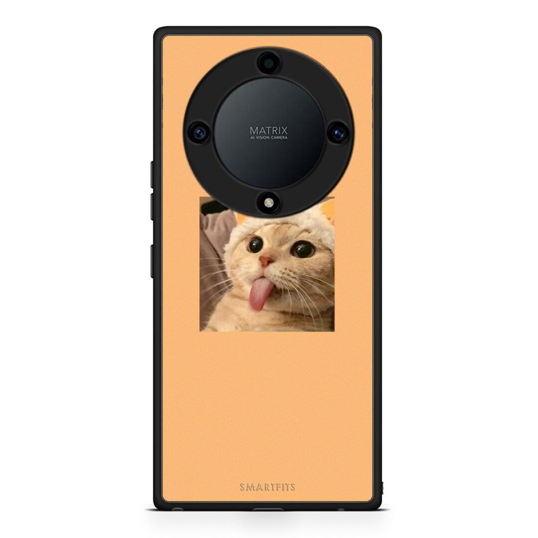 Θήκη Honor Magic5 Lite 5G / X9a Cat Tongue από τη Smartfits με σχέδιο στο πίσω μέρος και μαύρο περίβλημα | Honor Magic5 Lite 5G / X9a Cat Tongue Case with Colorful Back and Black Bezels