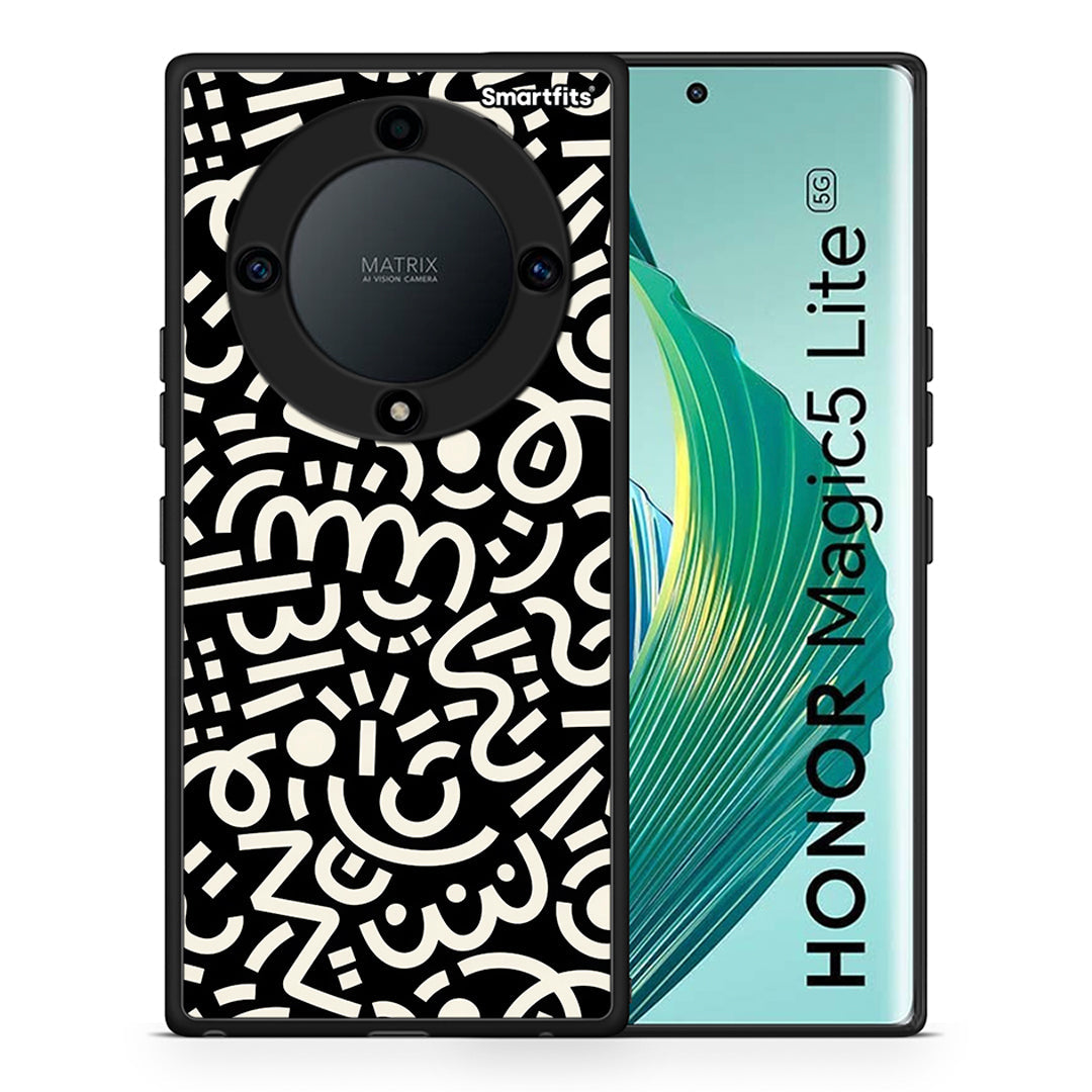 Θήκη Honor Magic5 Lite 5G / X40 / X9a Doodle Art από τη Smartfits με σχέδιο στο πίσω μέρος και μαύρο περίβλημα | Honor Magic5 Lite 5G / X40 / X9a Doodle Art Case with Colorful Back and Black Bezels