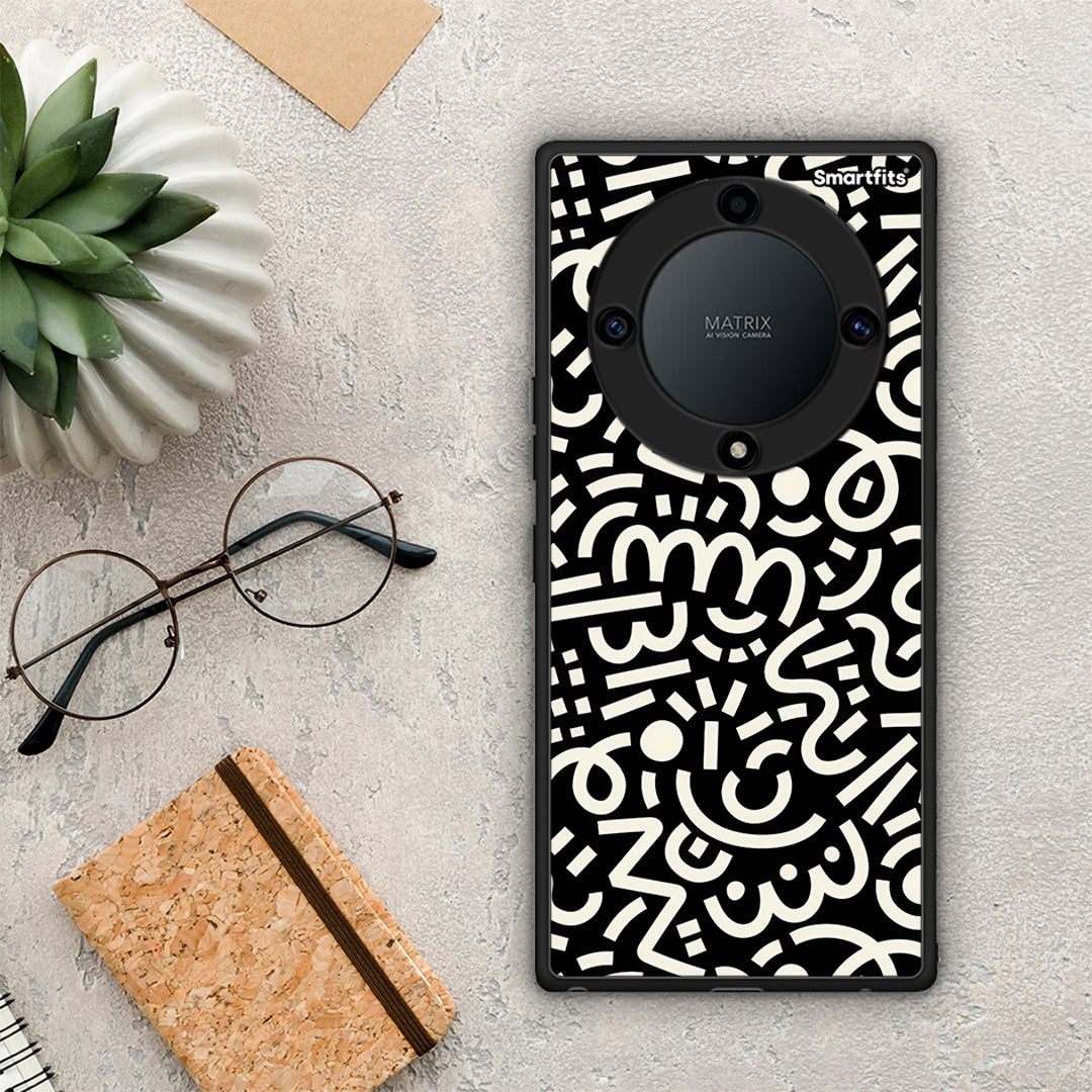 Θήκη Honor Magic5 Lite 5G / X40 / X9a Doodle Art από τη Smartfits με σχέδιο στο πίσω μέρος και μαύρο περίβλημα | Honor Magic5 Lite 5G / X40 / X9a Doodle Art Case with Colorful Back and Black Bezels