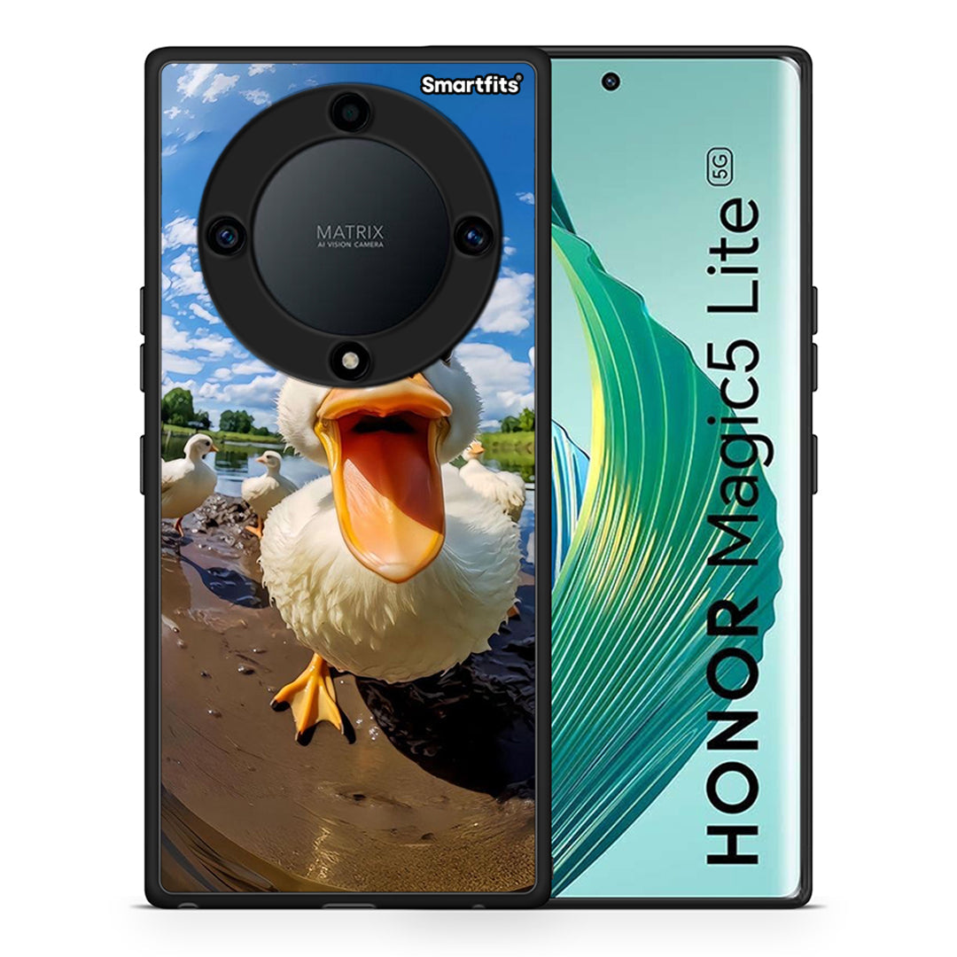 Θήκη Honor Magic5 Lite 5G / X40 / X9a Duck Face από τη Smartfits με σχέδιο στο πίσω μέρος και μαύρο περίβλημα | Honor Magic5 Lite 5G / X40 / X9a Duck Face Case with Colorful Back and Black Bezels