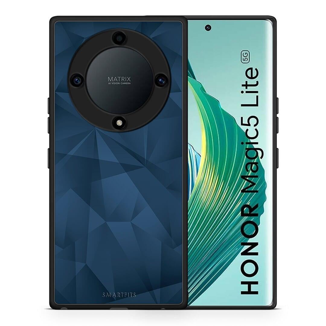 Θήκη Honor Magic5 Lite 5G / X40 / X9a Geometric Blue Abstract από τη Smartfits με σχέδιο στο πίσω μέρος και μαύρο περίβλημα | Honor Magic5 Lite 5G / X40 / X9a Geometric Blue Abstract Case with Colorful Back and Black Bezels