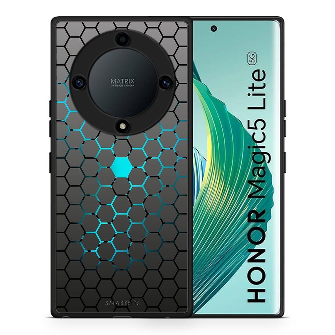 Θήκη Honor Magic5 Lite 5G / X40 / X9a Geometric Hexagonal από τη Smartfits με σχέδιο στο πίσω μέρος και μαύρο περίβλημα | Honor Magic5 Lite 5G / X40 / X9a Geometric Hexagonal Case with Colorful Back and Black Bezels