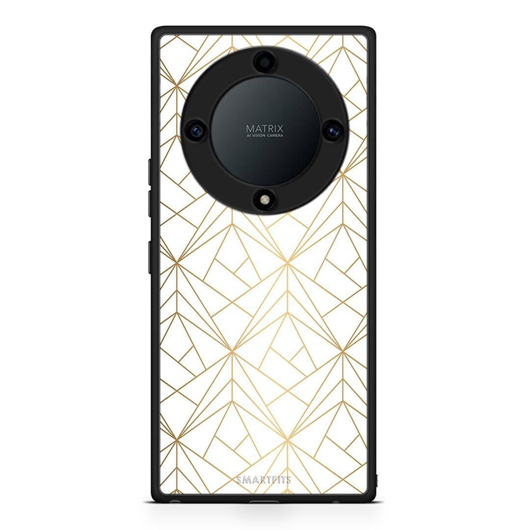 Θήκη Honor Magic5 Lite 5G / X9a Geometric Luxury White από τη Smartfits με σχέδιο στο πίσω μέρος και μαύρο περίβλημα | Honor Magic5 Lite 5G / X9a Geometric Luxury White Case with Colorful Back and Black Bezels