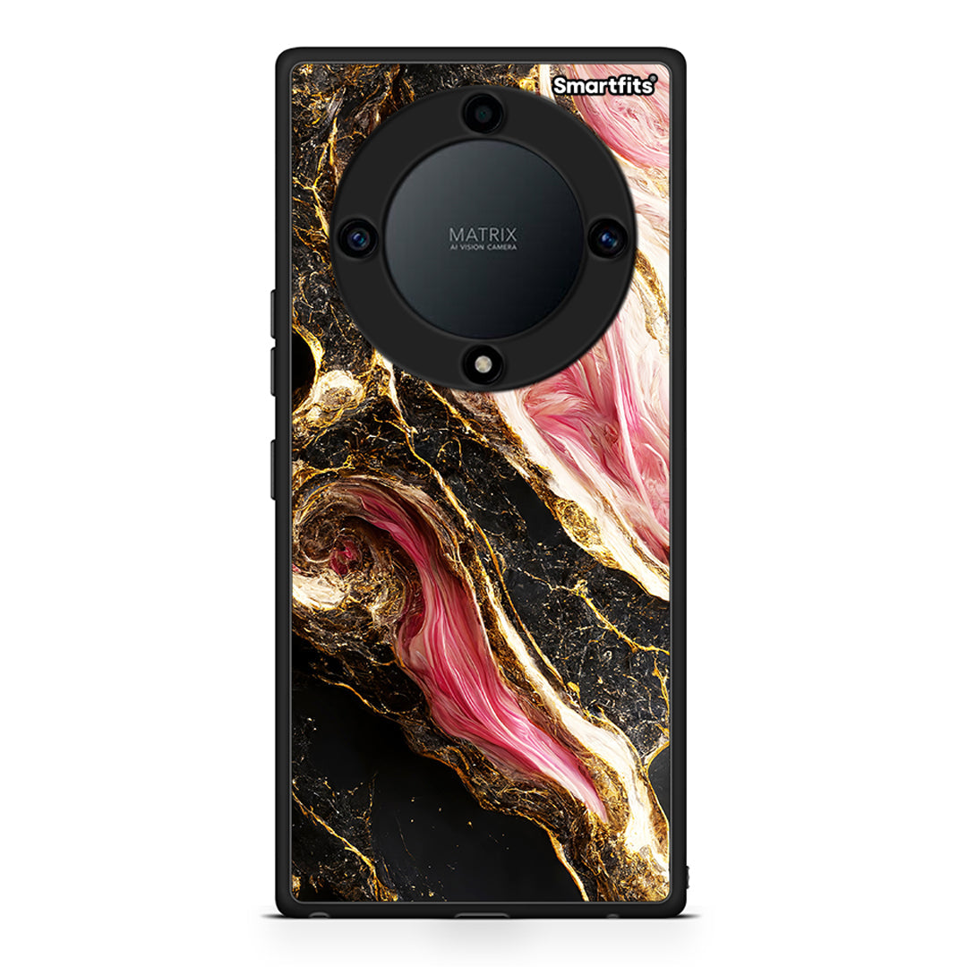 Θήκη Honor Magic5 Lite 5G / X40 / X9a Glamorous Pink Marble από τη Smartfits με σχέδιο στο πίσω μέρος και μαύρο περίβλημα | Honor Magic5 Lite 5G / X40 / X9a Glamorous Pink Marble Case with Colorful Back and Black Bezels