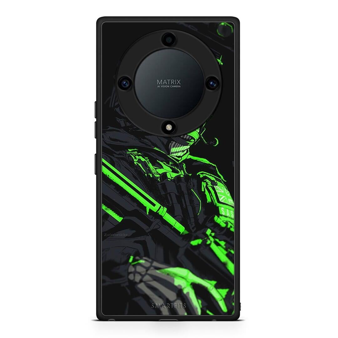 Θήκη Honor Magic5 Lite 5G / X9a Green Soldier από τη Smartfits με σχέδιο στο πίσω μέρος και μαύρο περίβλημα | Honor Magic5 Lite 5G / X9a Green Soldier Case with Colorful Back and Black Bezels