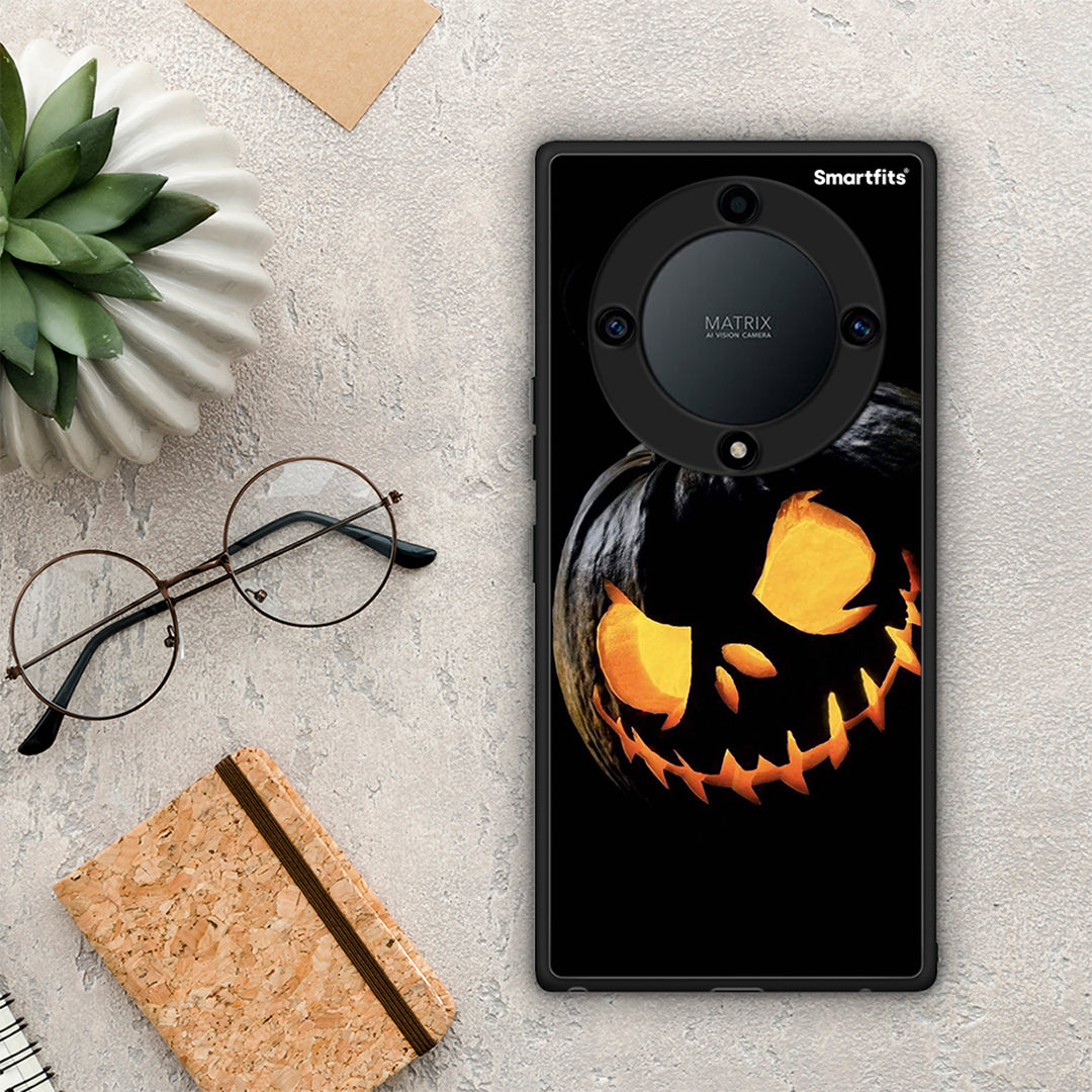 Θήκη Honor Magic5 Lite 5G / X9a Halloween Scary Pumpkin από τη Smartfits με σχέδιο στο πίσω μέρος και μαύρο περίβλημα | Honor Magic5 Lite 5G / X9a Halloween Scary Pumpkin Case with Colorful Back and Black Bezels