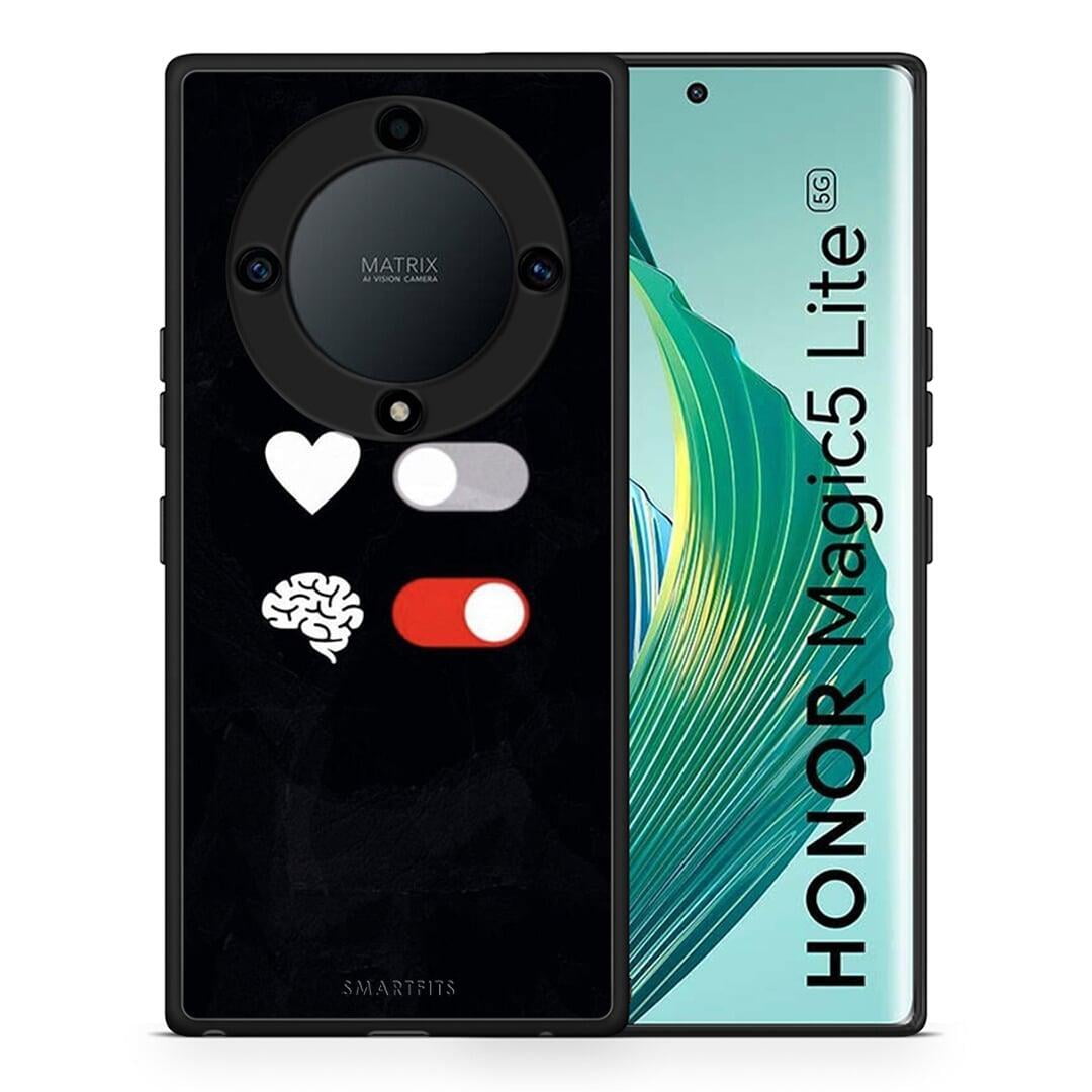 Θήκη Honor Magic5 Lite 5G / X40 / X9a Heart Vs Brain από τη Smartfits με σχέδιο στο πίσω μέρος και μαύρο περίβλημα | Honor Magic5 Lite 5G / X40 / X9a Heart Vs Brain Case with Colorful Back and Black Bezels