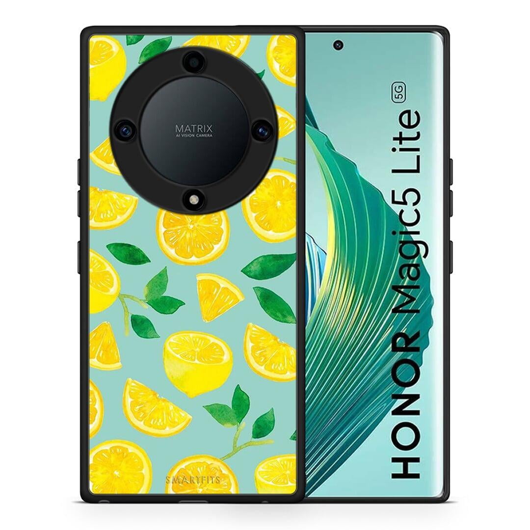 Θήκη Honor Magic5 Lite 5G / X40 / X9a Lemons από τη Smartfits με σχέδιο στο πίσω μέρος και μαύρο περίβλημα | Honor Magic5 Lite 5G / X40 / X9a Lemons Case with Colorful Back and Black Bezels